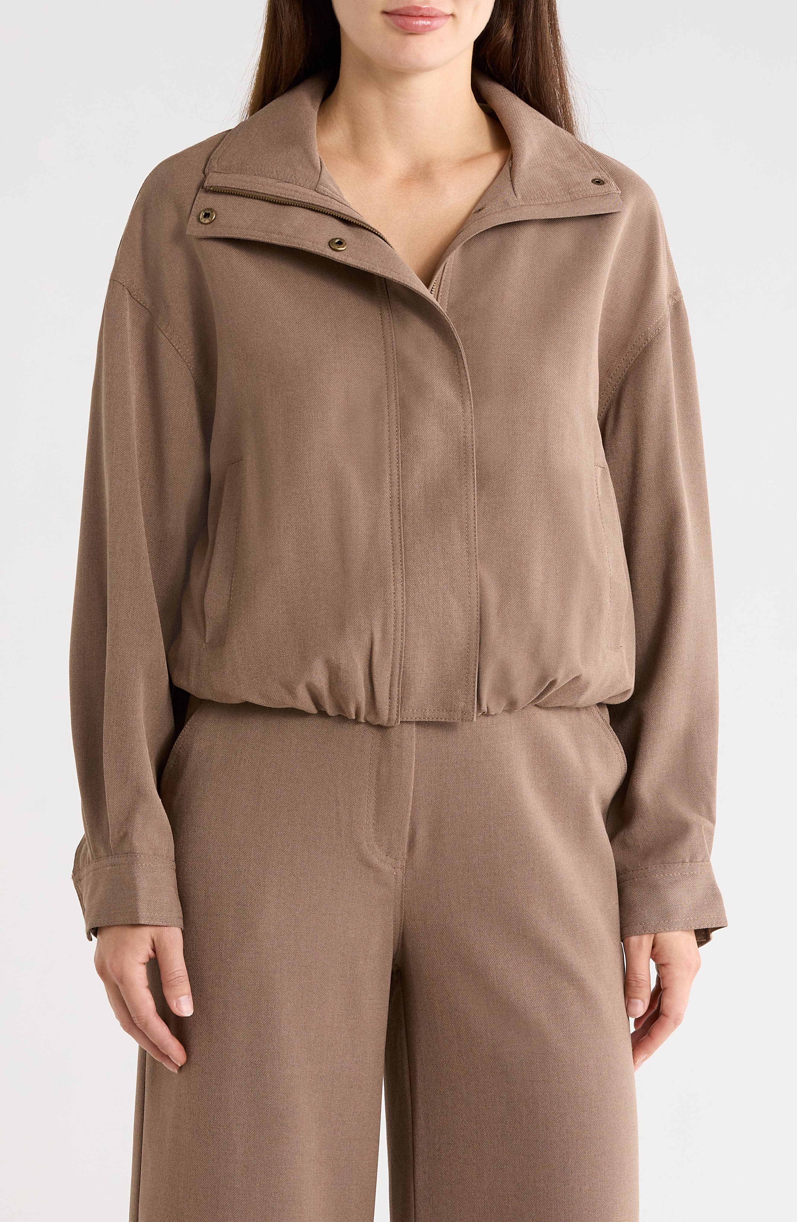 Bubble Hem Crop Bomber Jacket - image 1