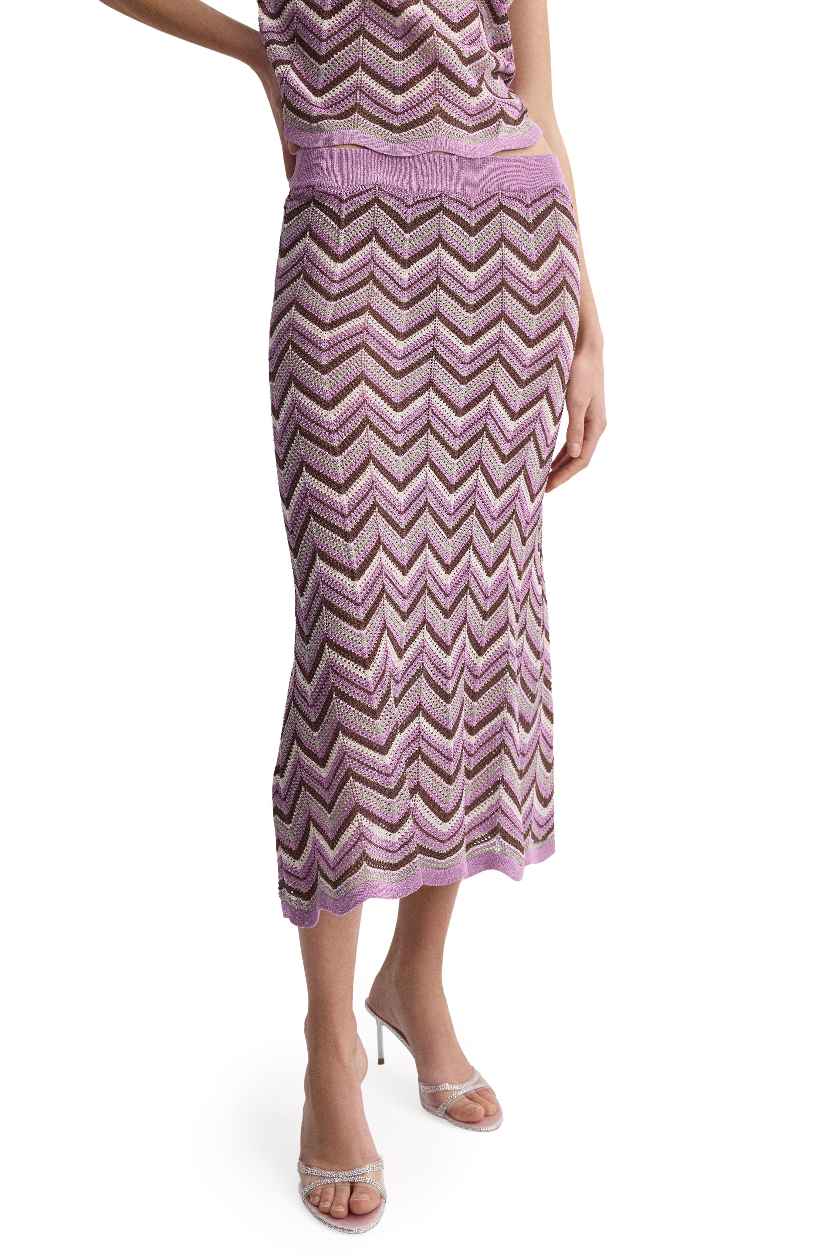 Flare Open Stitch Midi Skirt - image 1