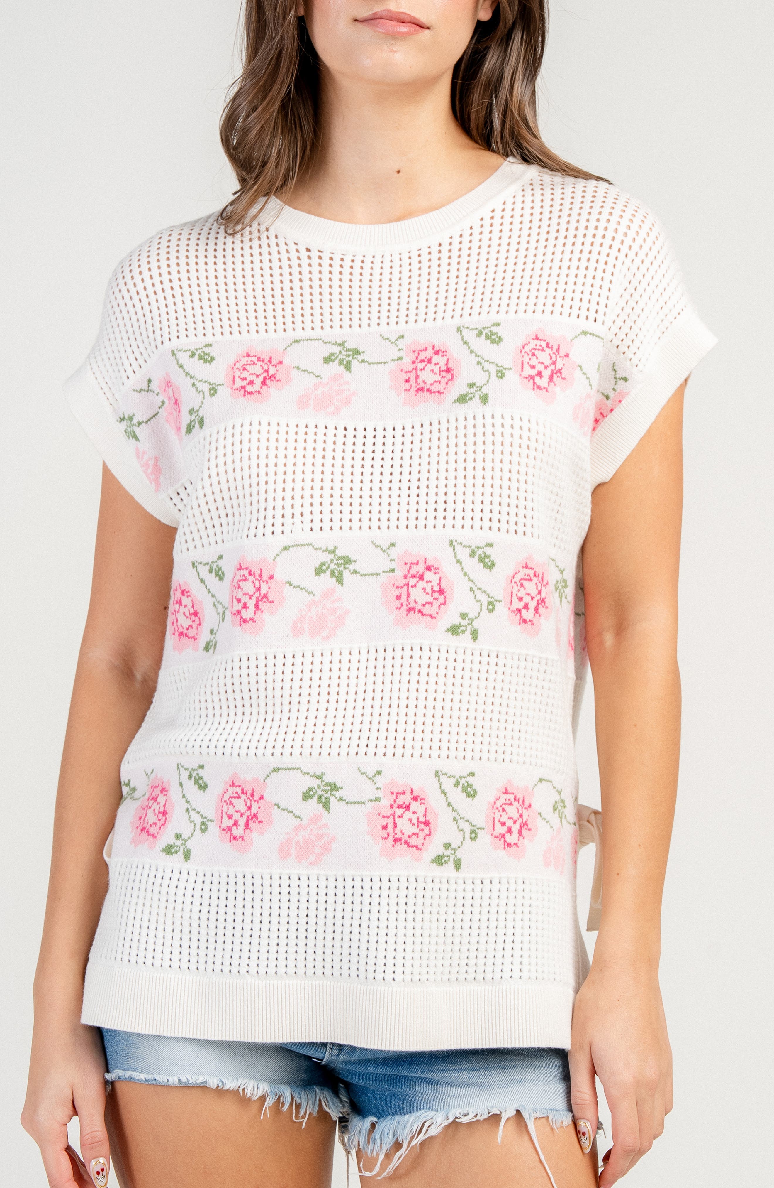 Rose Mohair Intarsia Sweater - image 1
