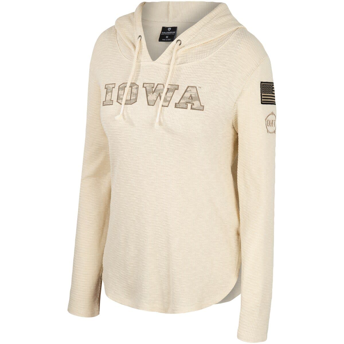 Women's Colosseum Cream Iowa Hawkeyes OHT Military Appreciation Casey Raglan Long Sleeve Hoodie T-Shirt - image 2