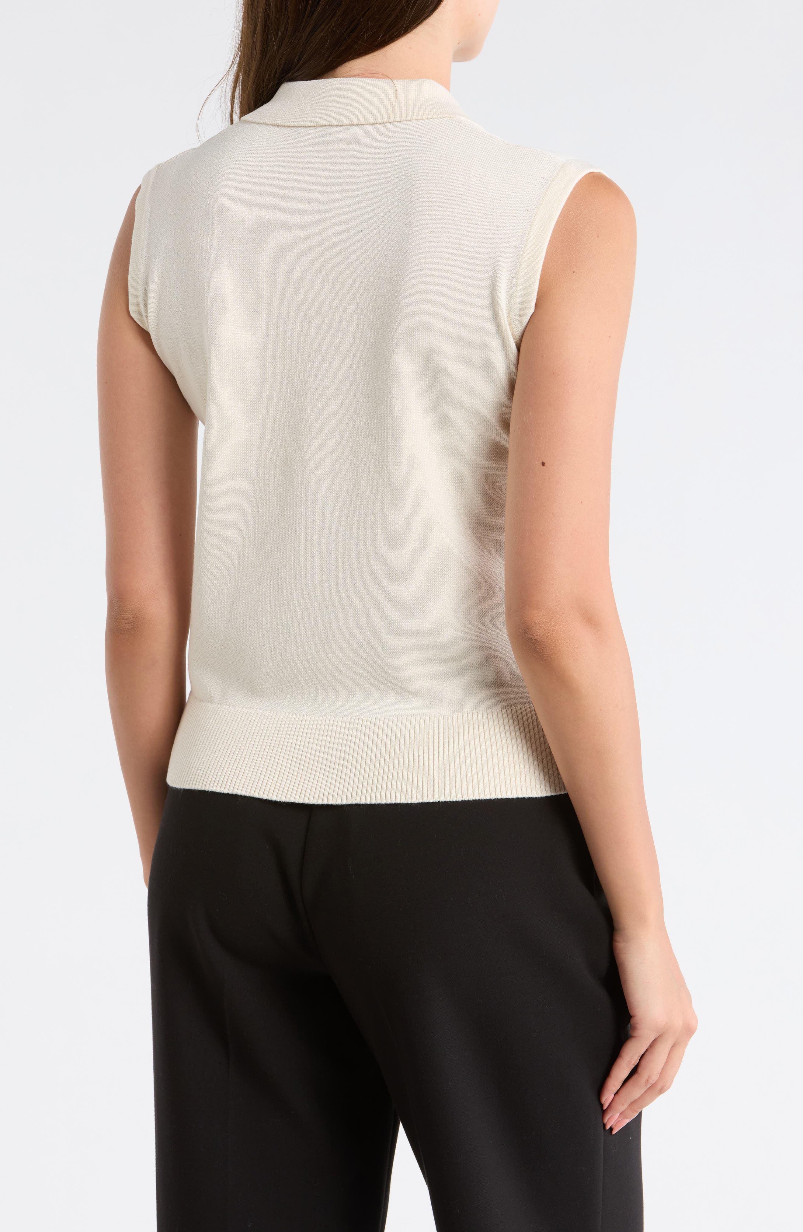 Floral Embroidered Sleeveless Crop Polo Sweater - image 2