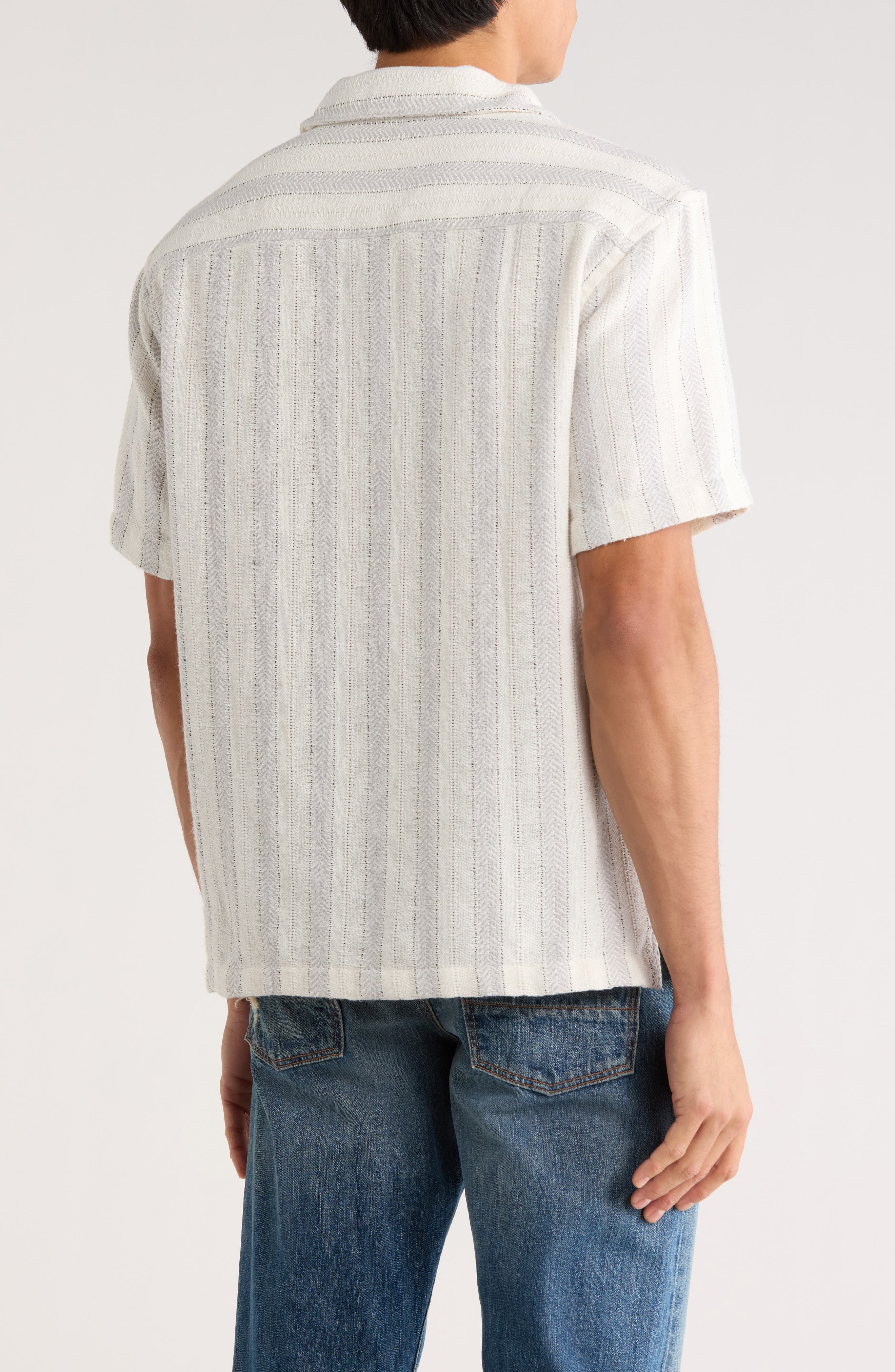 Relaxed Fit Stripe Textured Camp Shirt - image 2