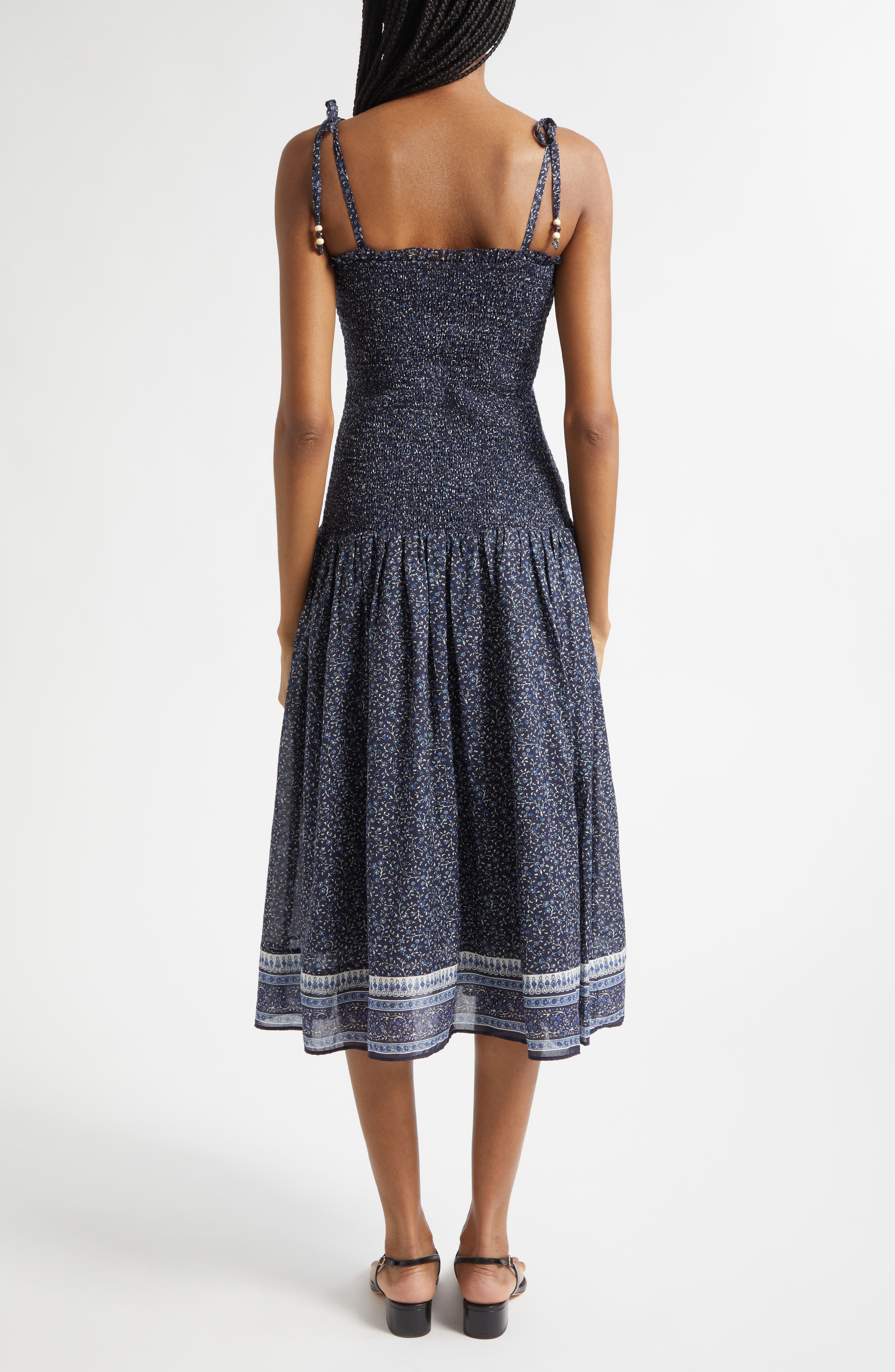 Mariette Smocked Drop Waist Cotton Blend Sundress - image 2