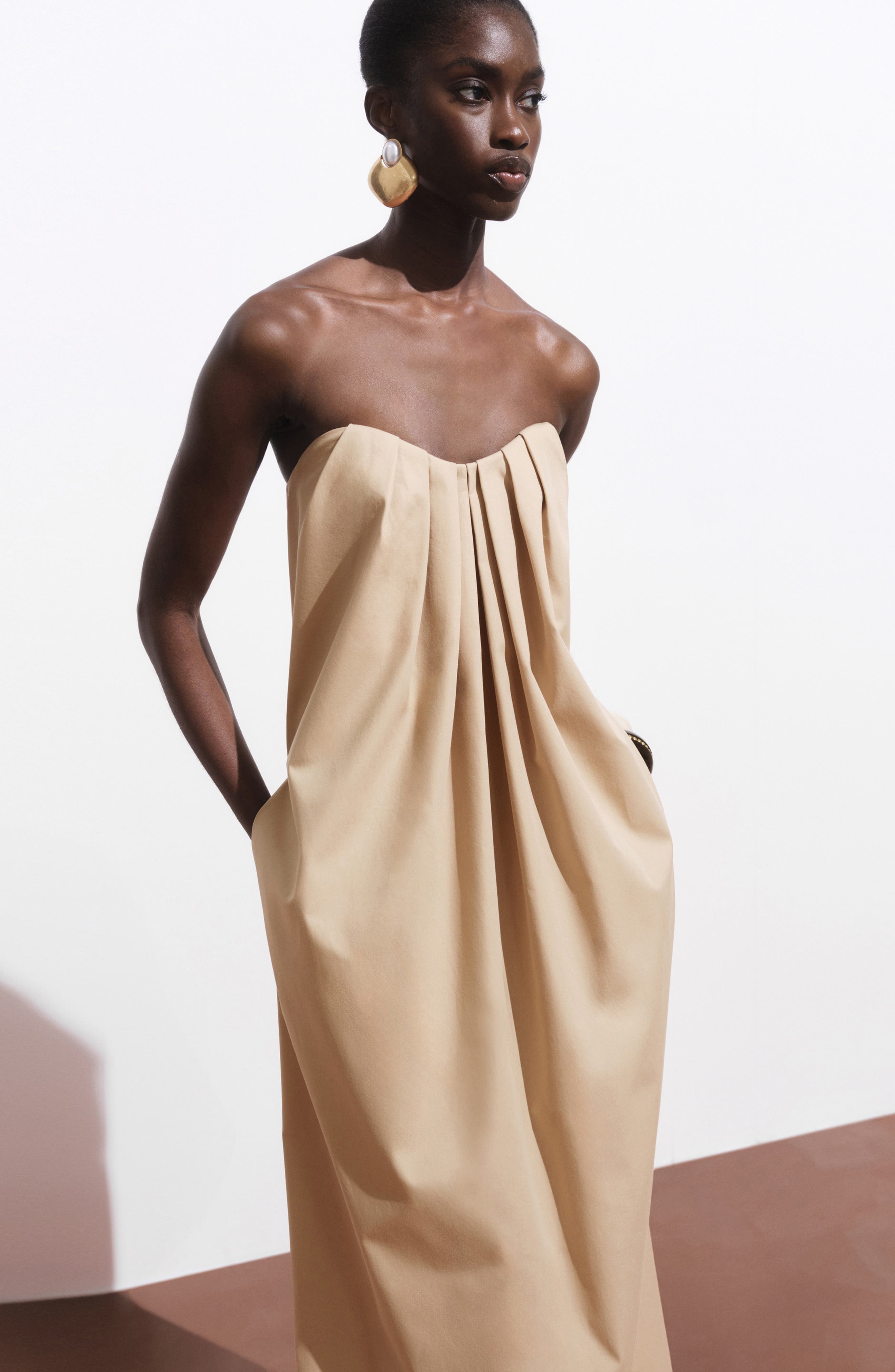 Strapless Pleat Front Dress - image 1
