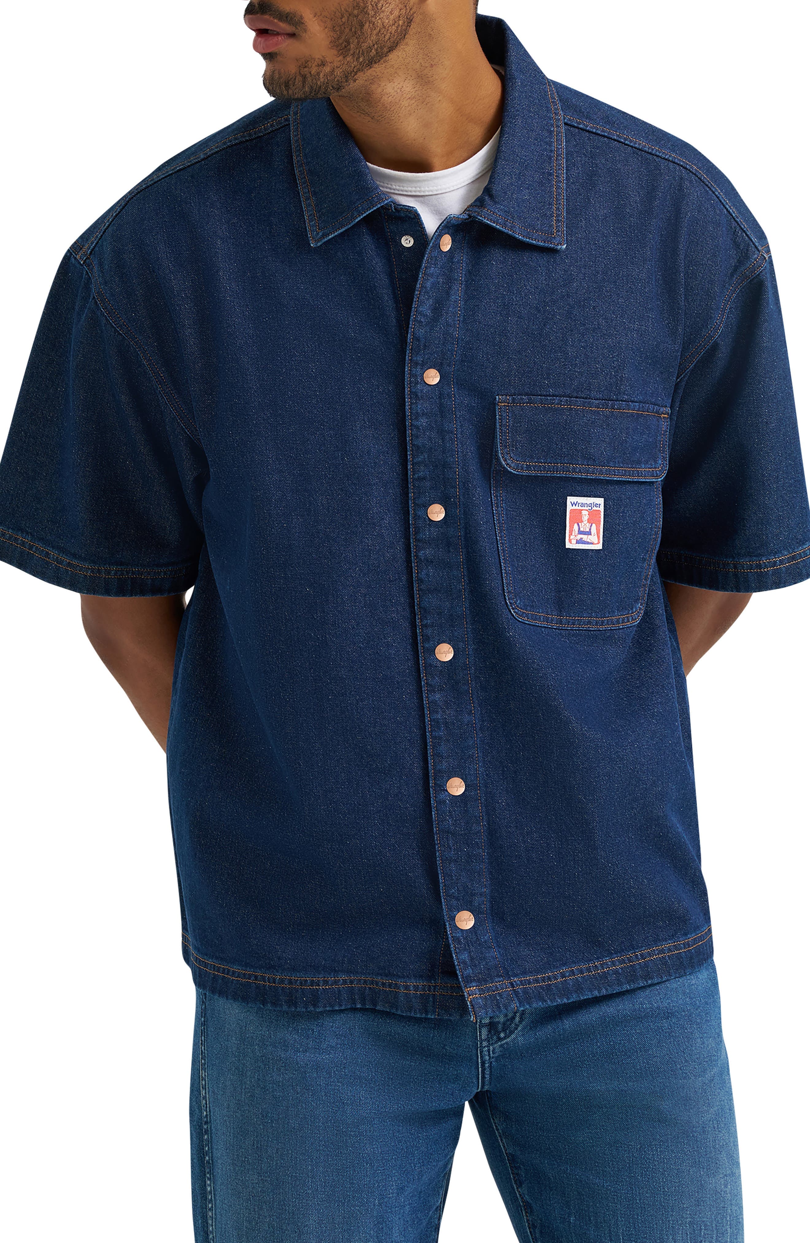 Short Sleeve Denim Overshirt - image 1