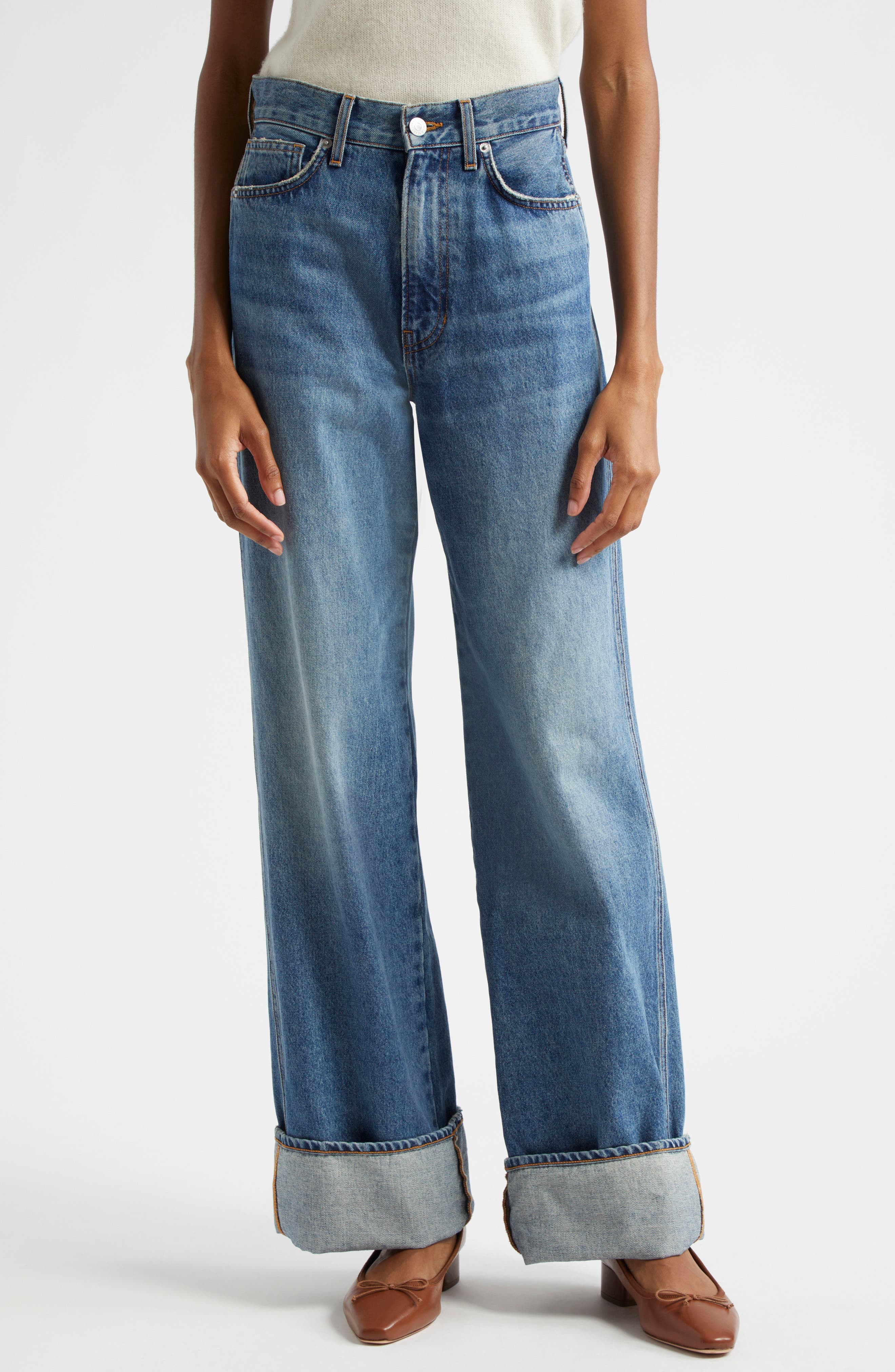 Taylor High Waist Wide Leg Cuffed Jeans - image 1