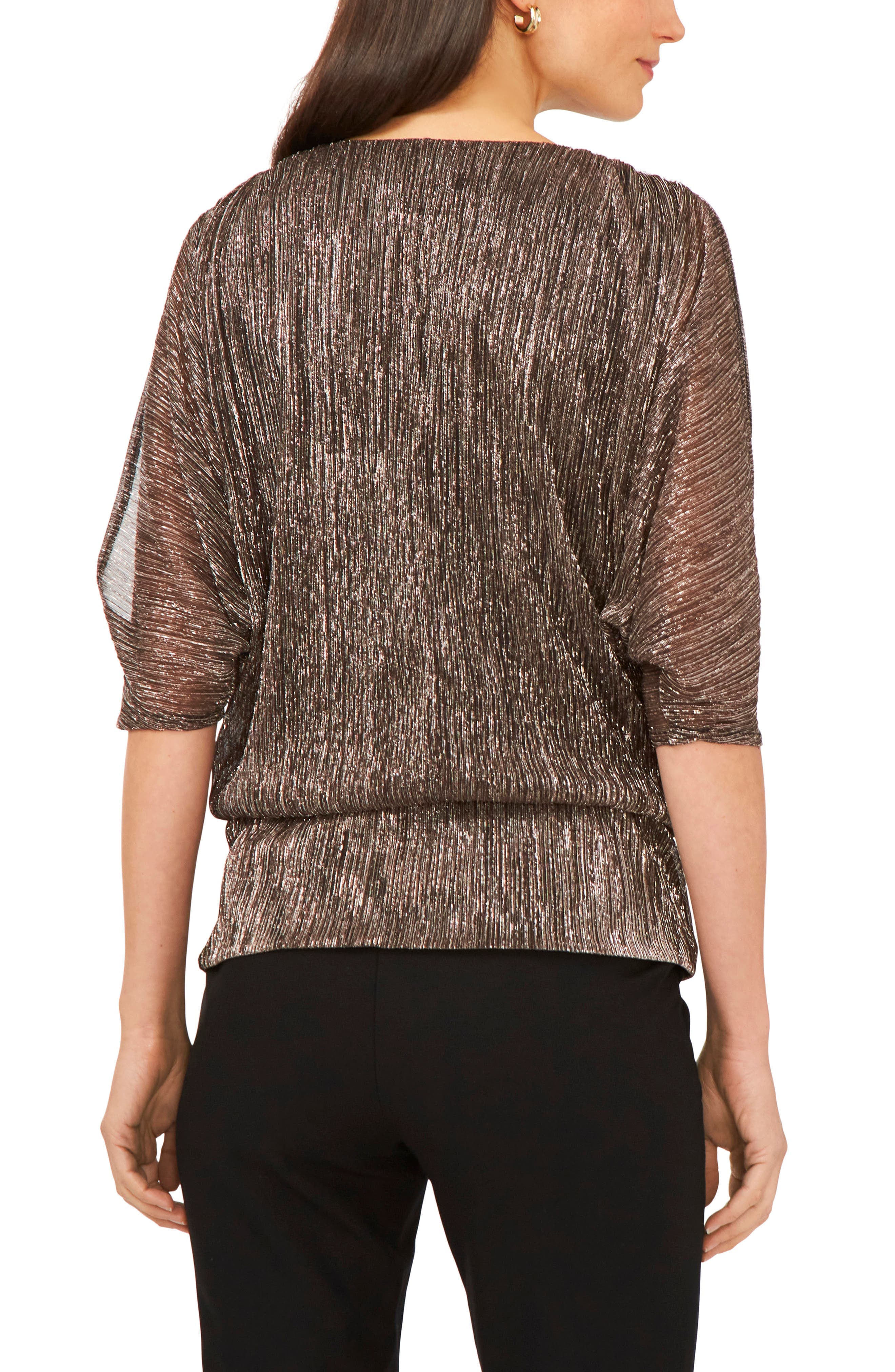 Metallic V-Neck Blouse - image 2