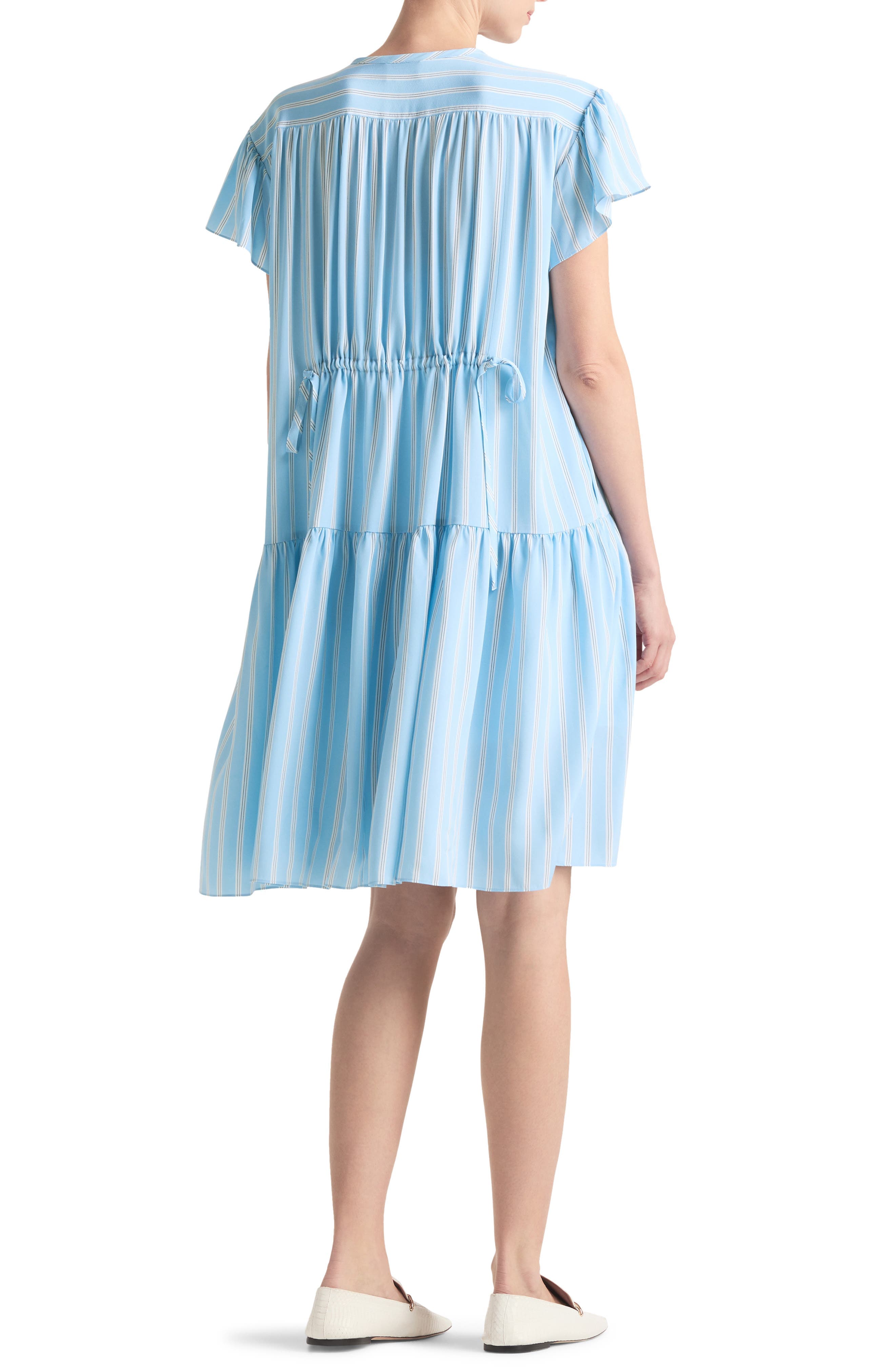 Stripe Silk Crepe de Chine Shift Dress - image 2