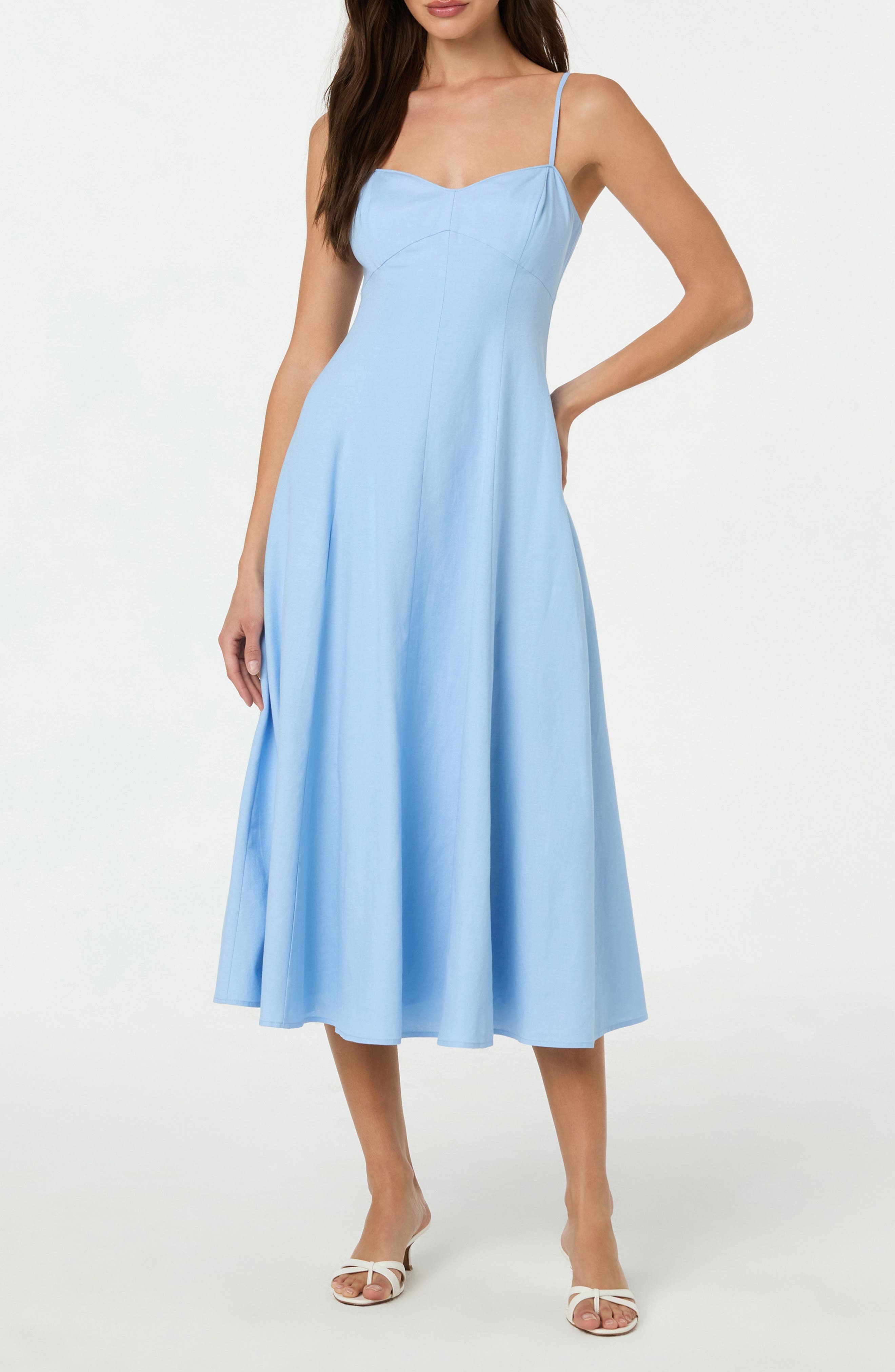 Linen Blend Midi Dress - image 1