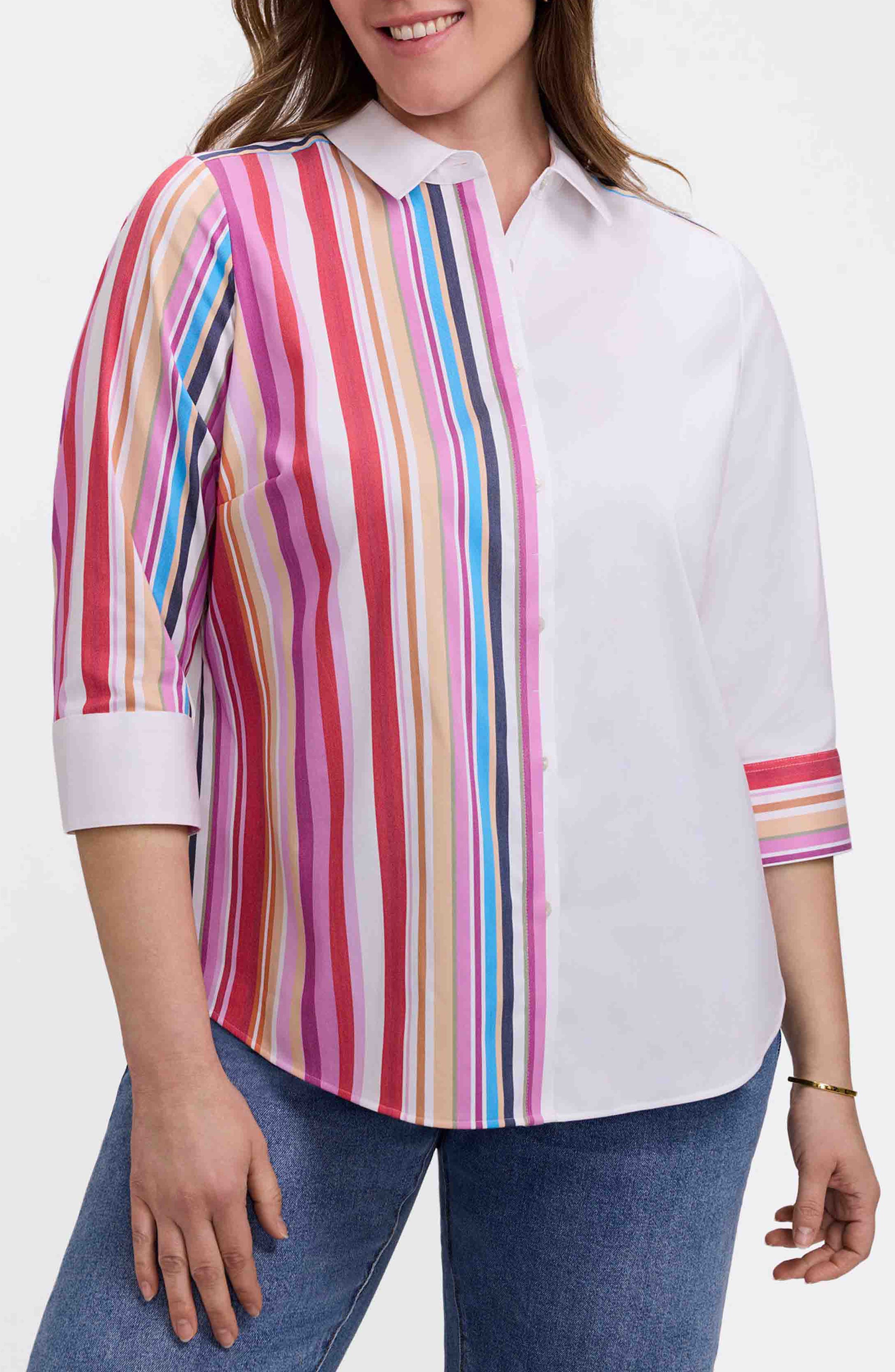 Charlie Colorful Mixed Stripe Button-Up Shirt - image 1