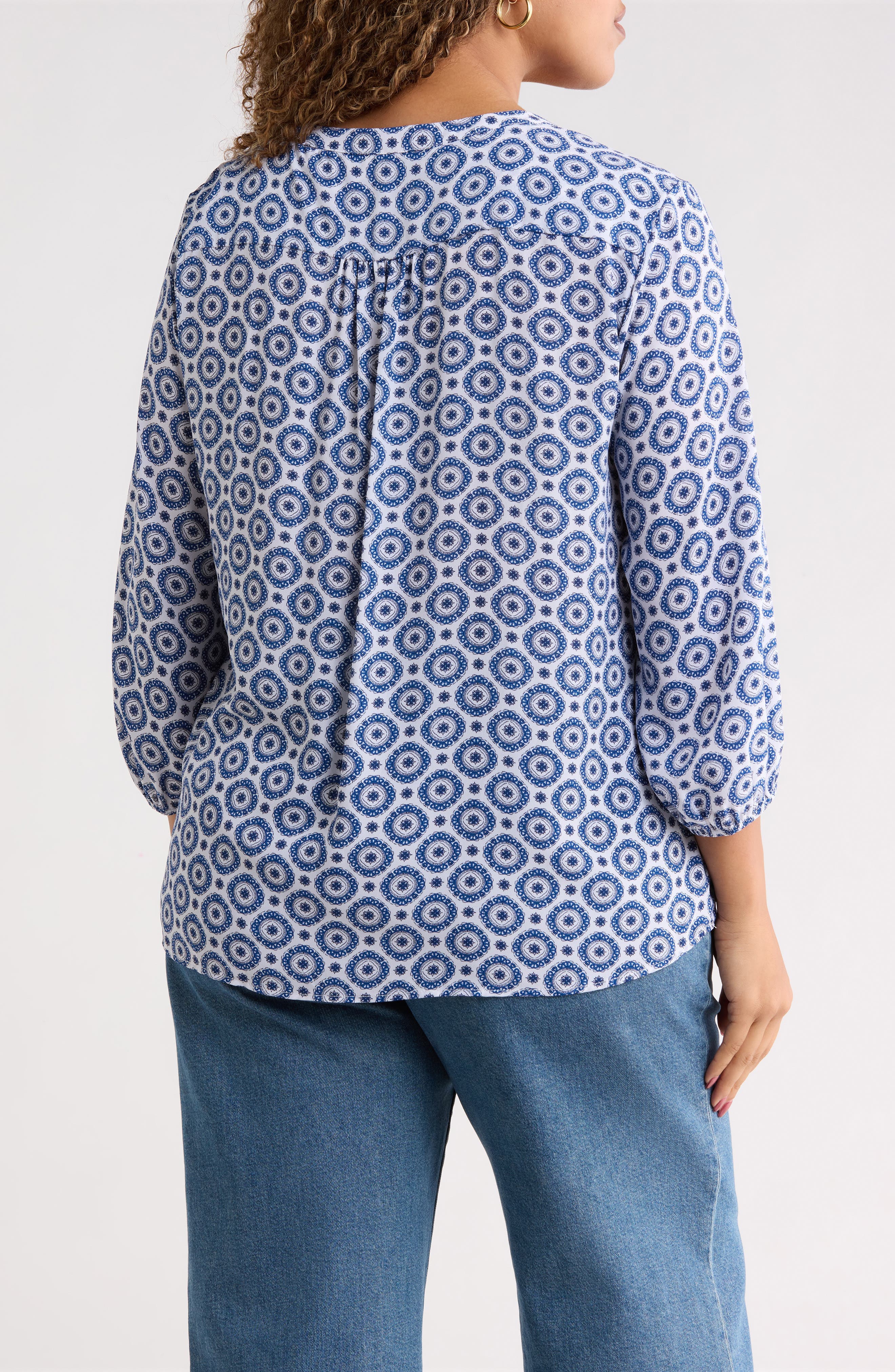 Split Neck Geo Print Top - image 2
