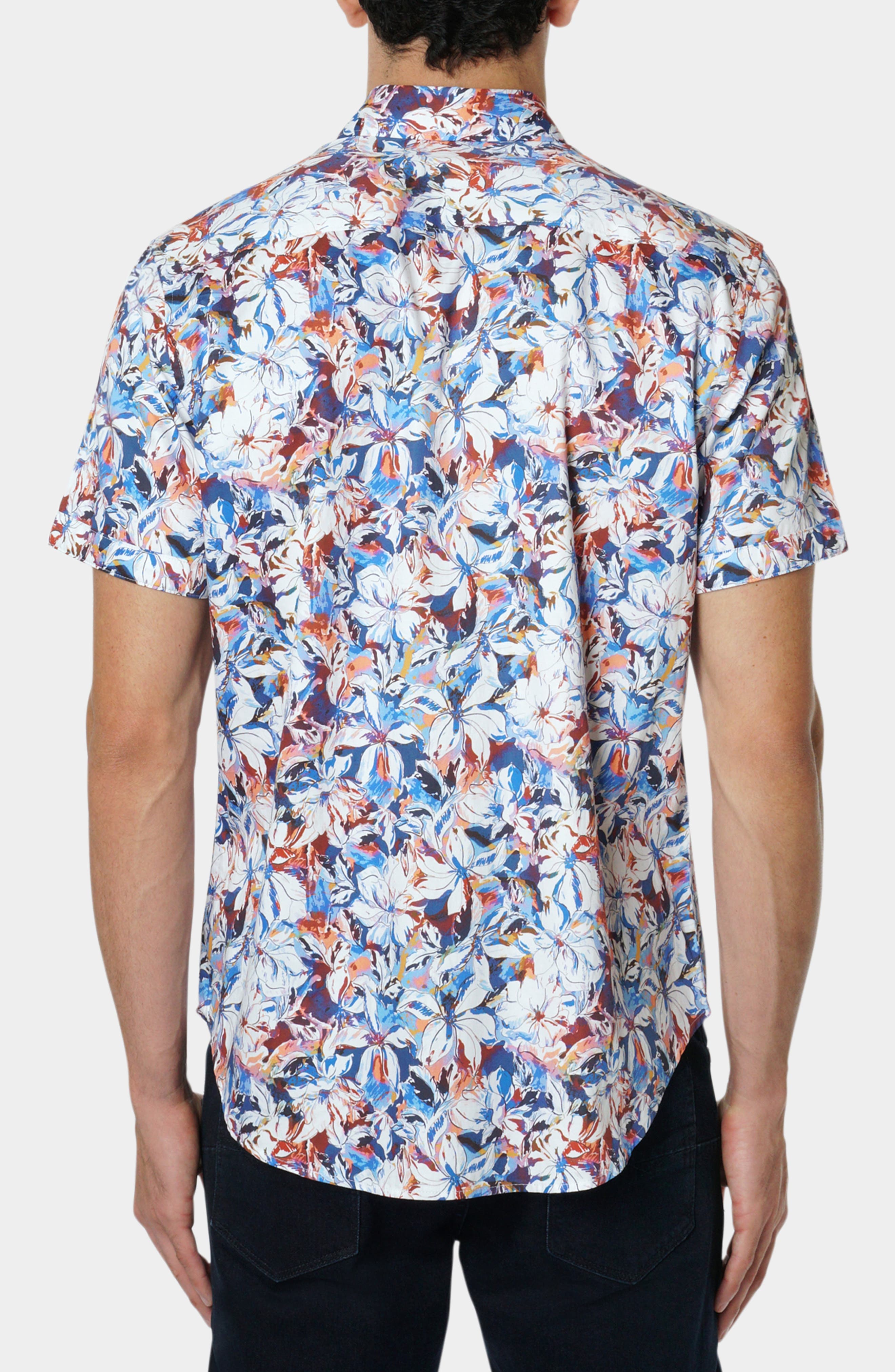 Floral Print Cotton Short Sleeve Button-Up Shirt - image 2