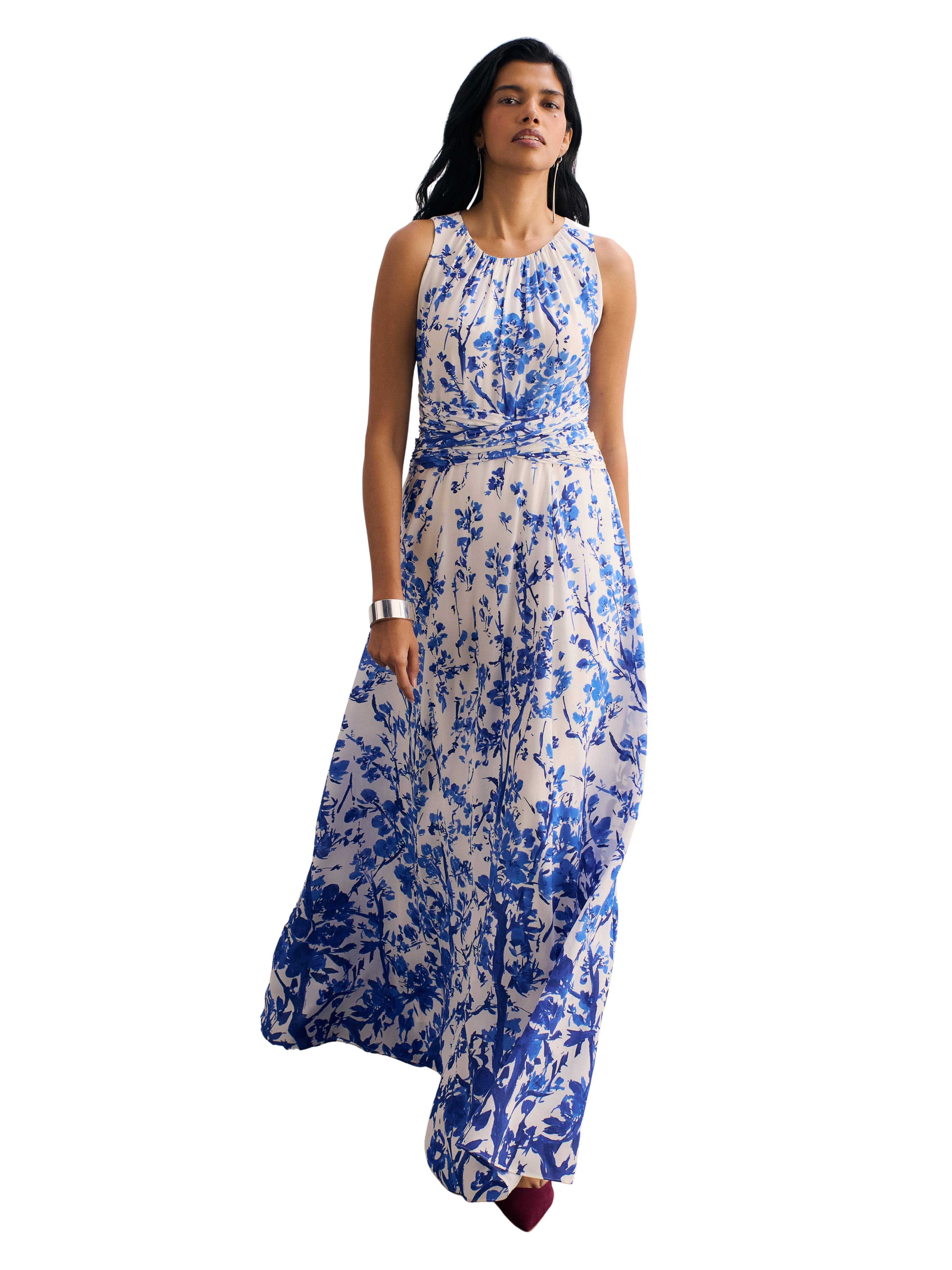 Oria Floral Print Silk Maxi Dress - image 1