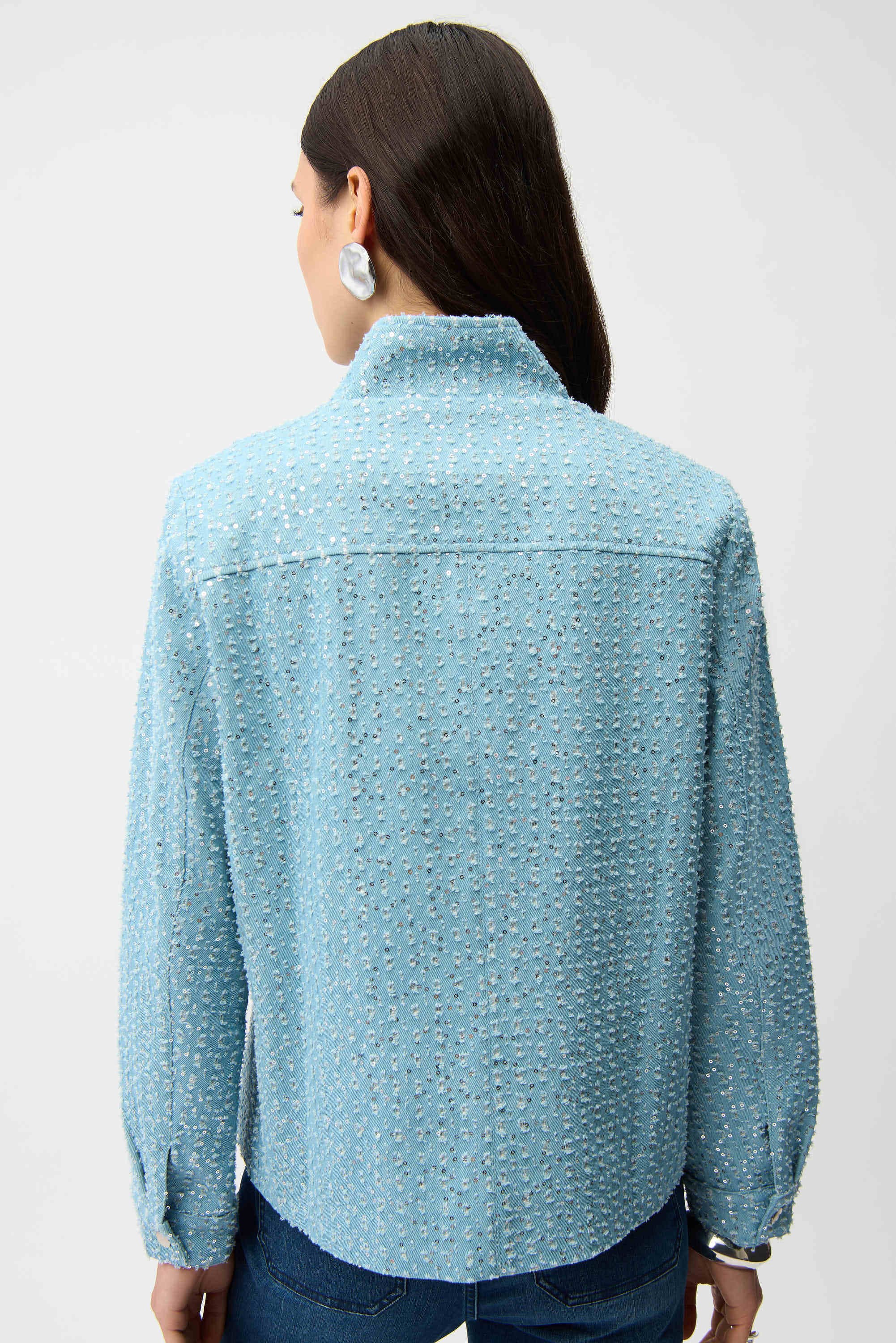 Denim Jacket With Allover Sequins - image 2