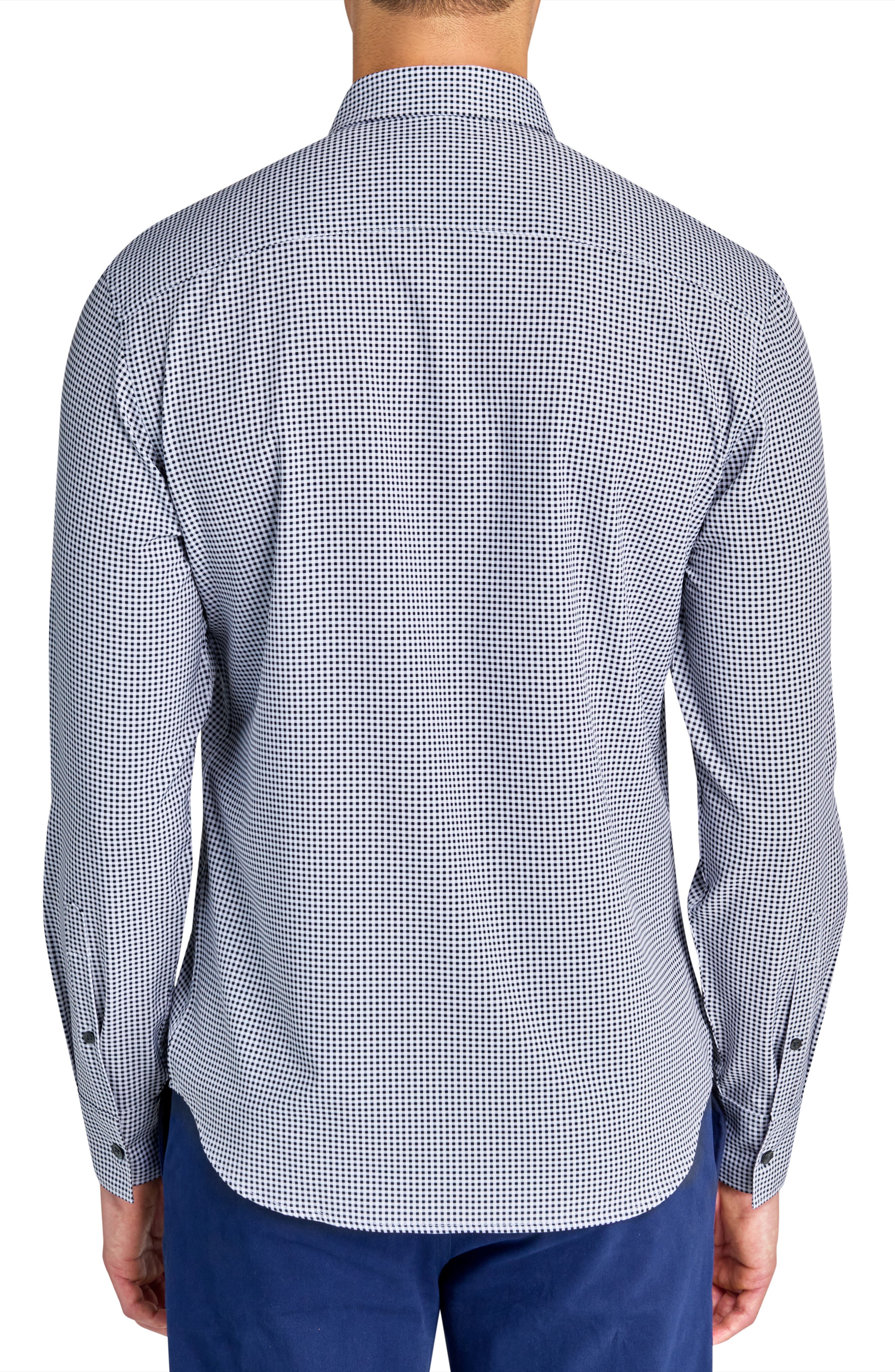 Slim Fit Micro Plaid Recycled 4-Way Stretch Performance Long Sleeve Shirt - image 2