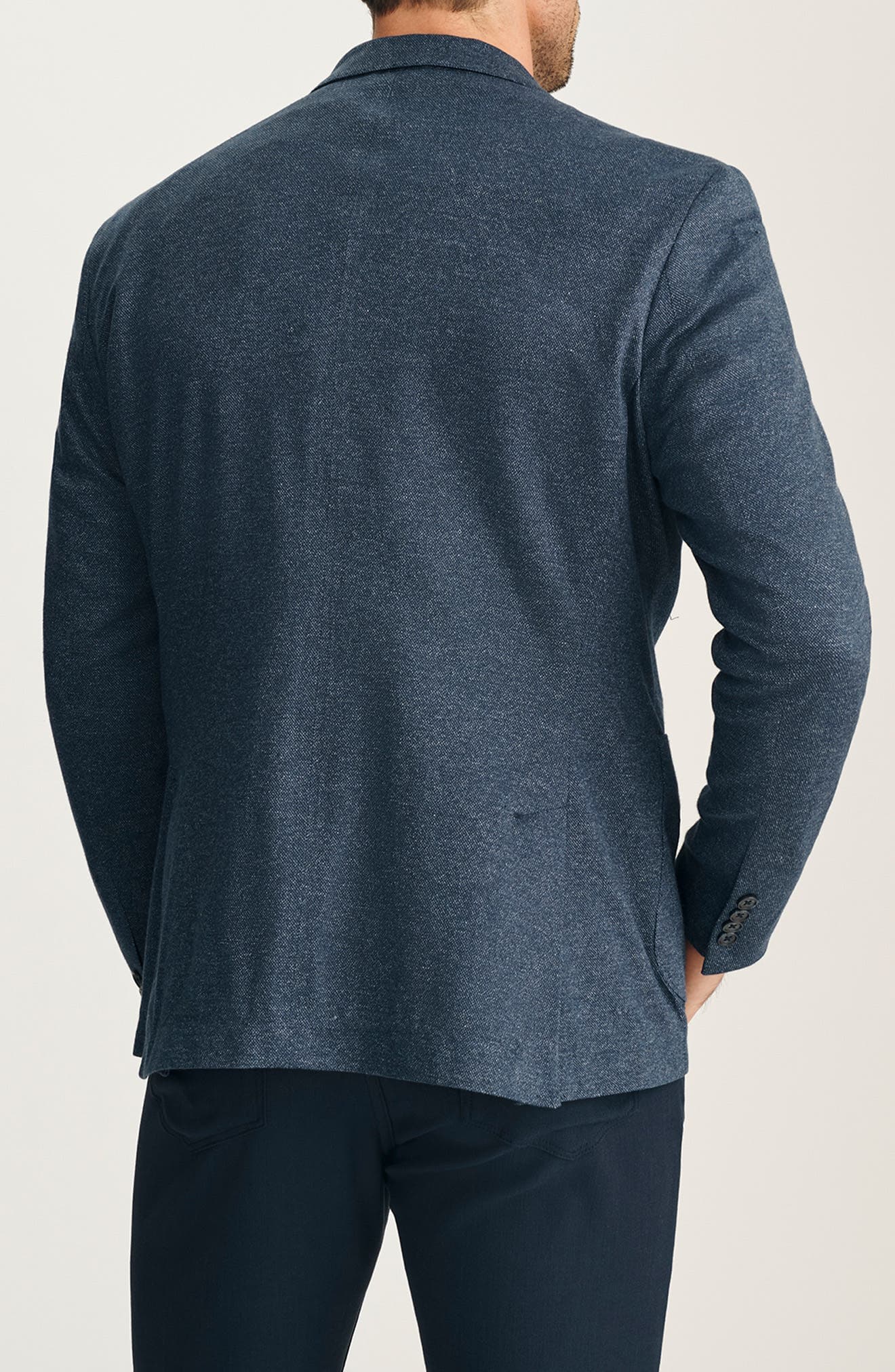 Matteo Slim Fit Navy Melange Cotton & Linen Pique Sport Coat - image 2