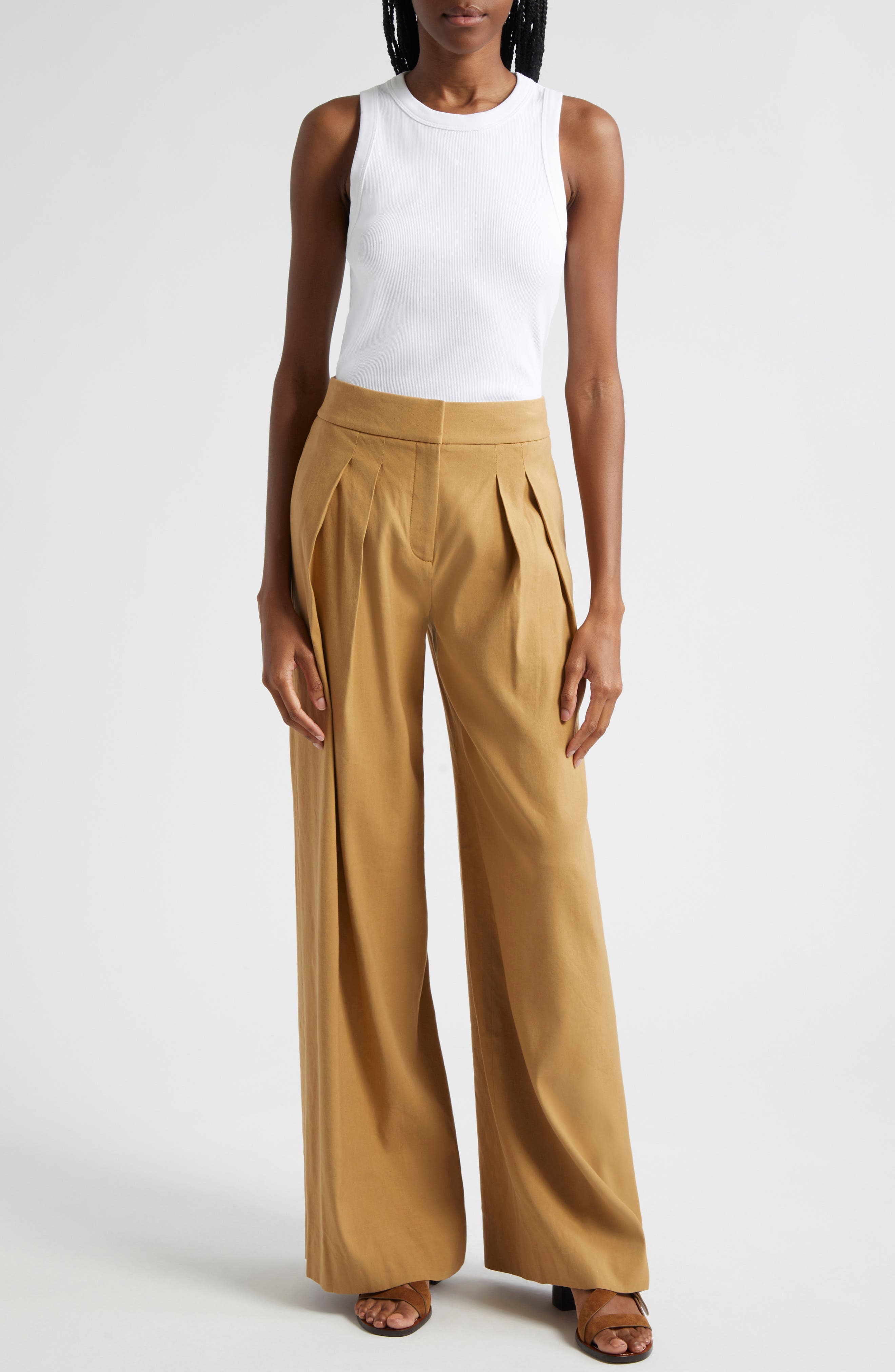 Jodie Pleat Linen Blend Wide Leg Pants - image 2