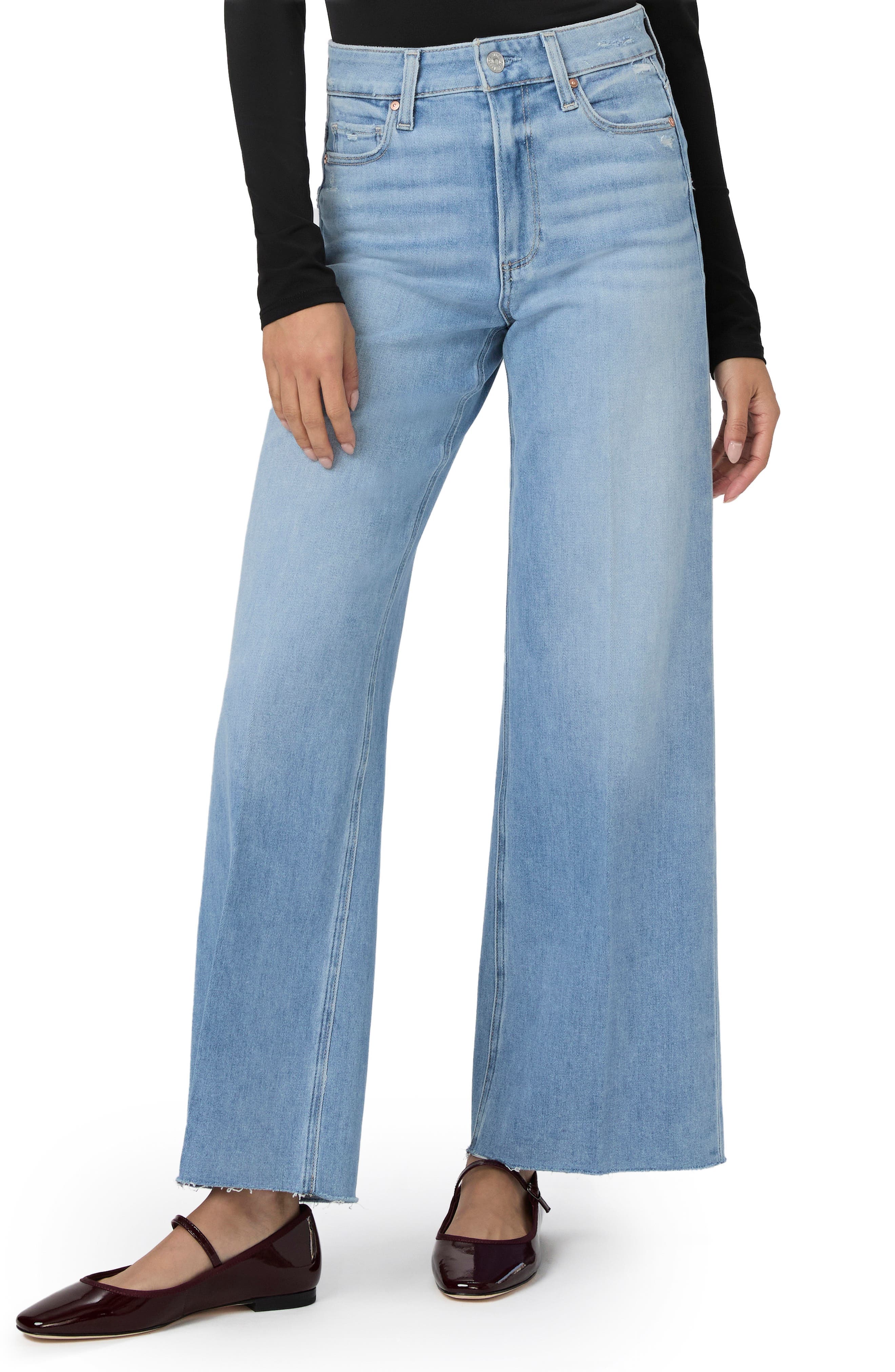 Anessa Raw Hem High Waist Wide Leg Jeans - image 1