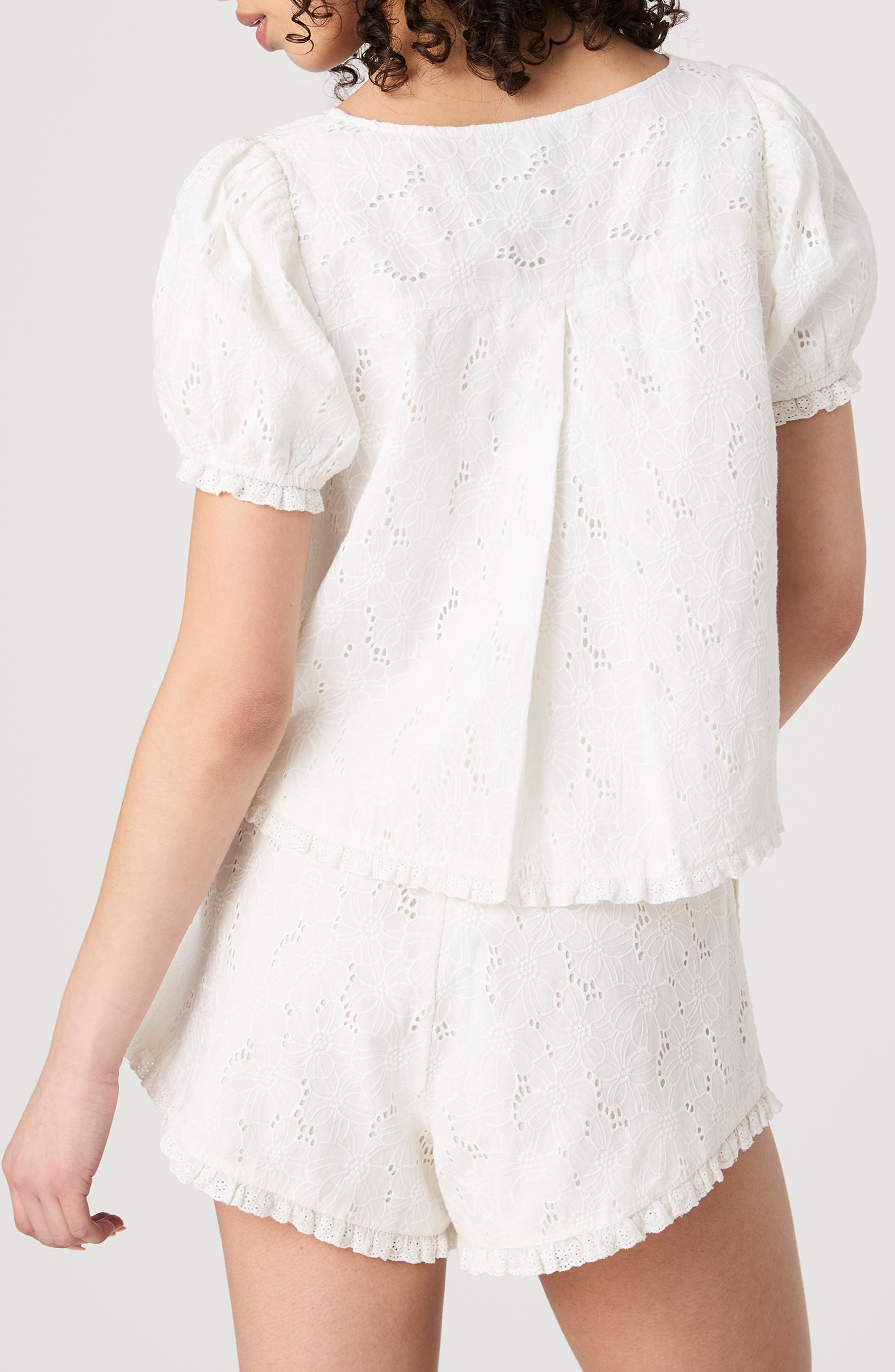 Eyelet Puff Sleeve Cotton Top - image 2
