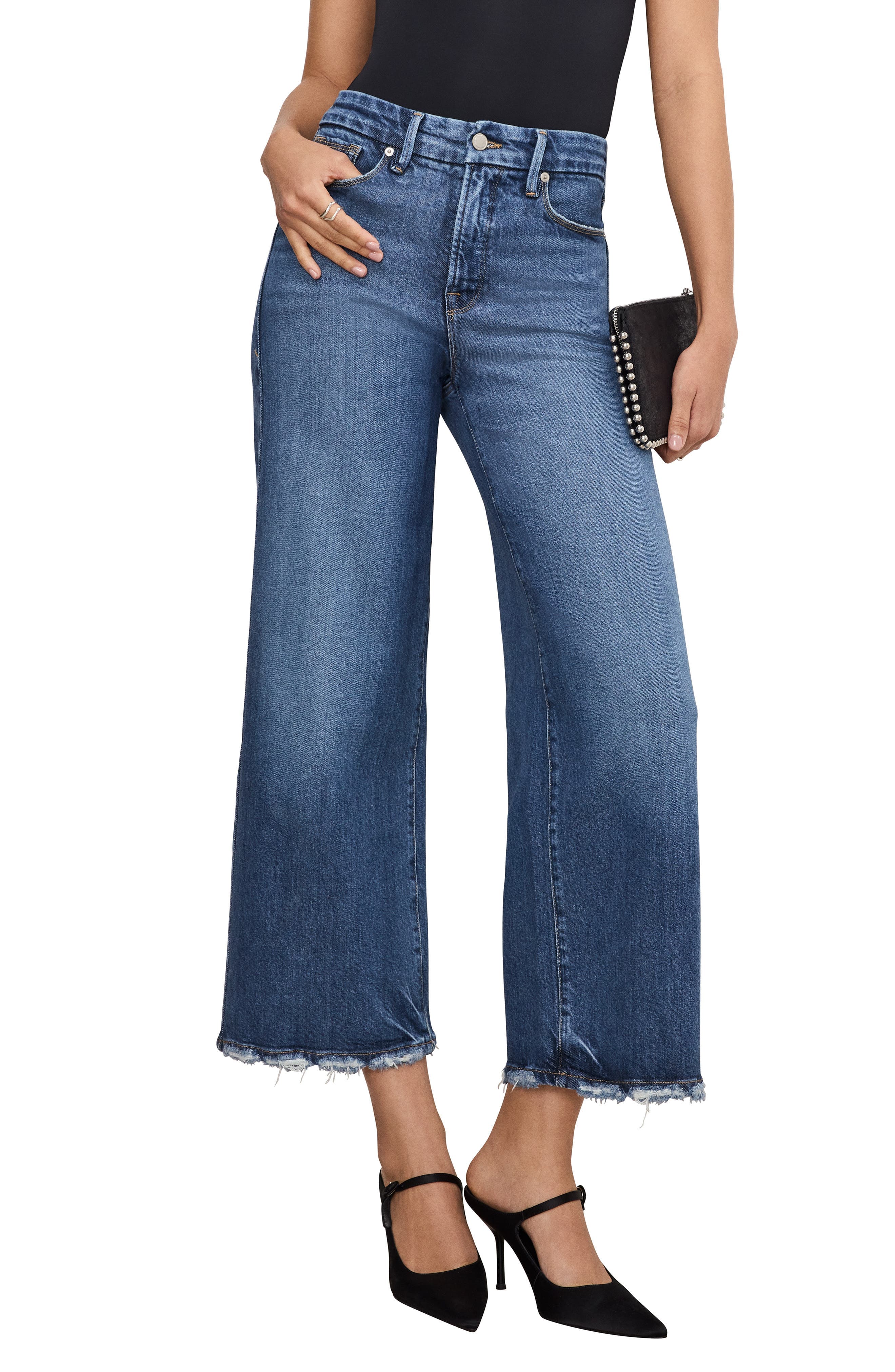 Soft Tech Good Waist High Waist Crop Palazzo Jeans - image 1