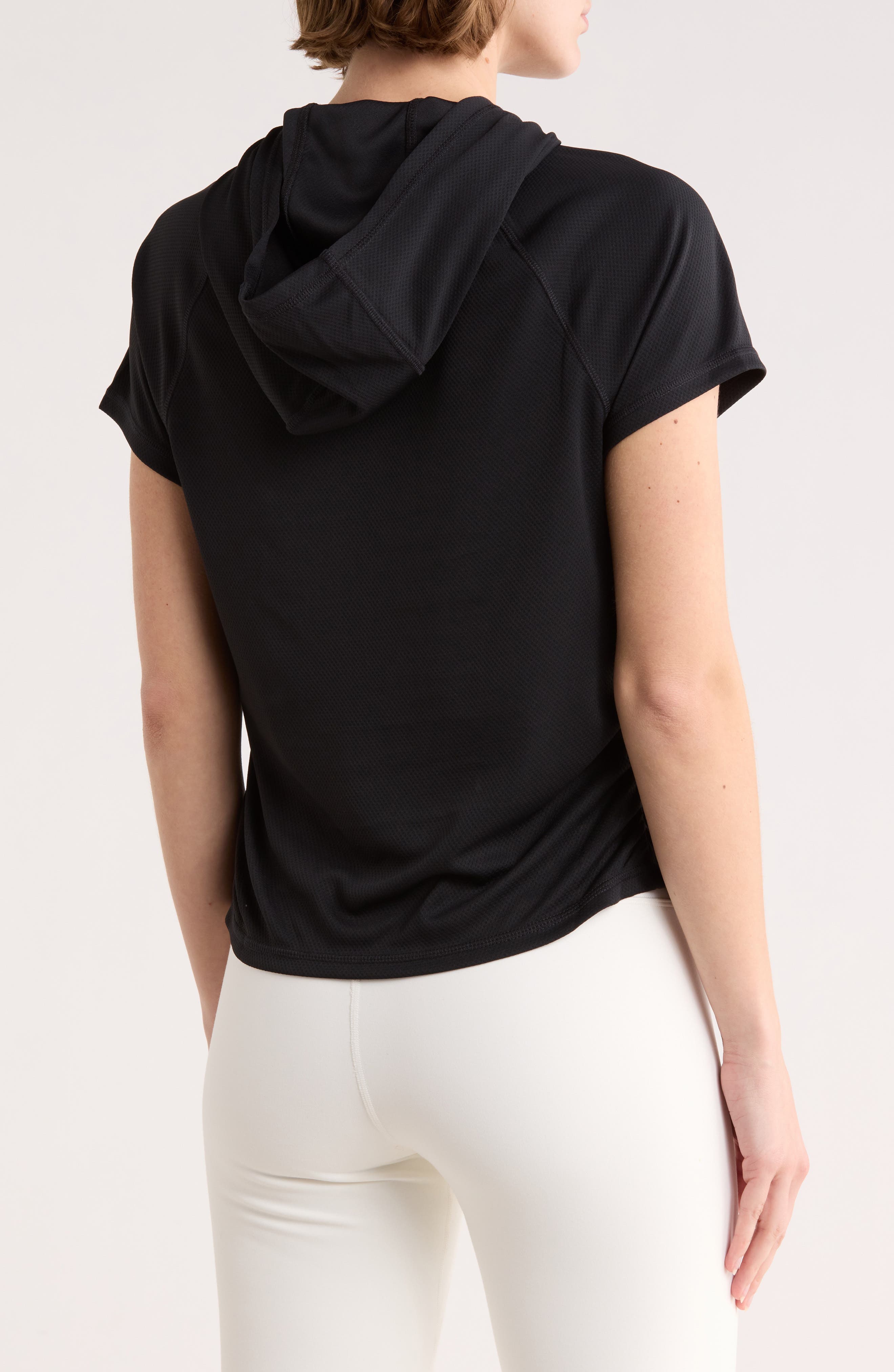 Ruched Short Sleeve Hooded T-Shirt - image 2