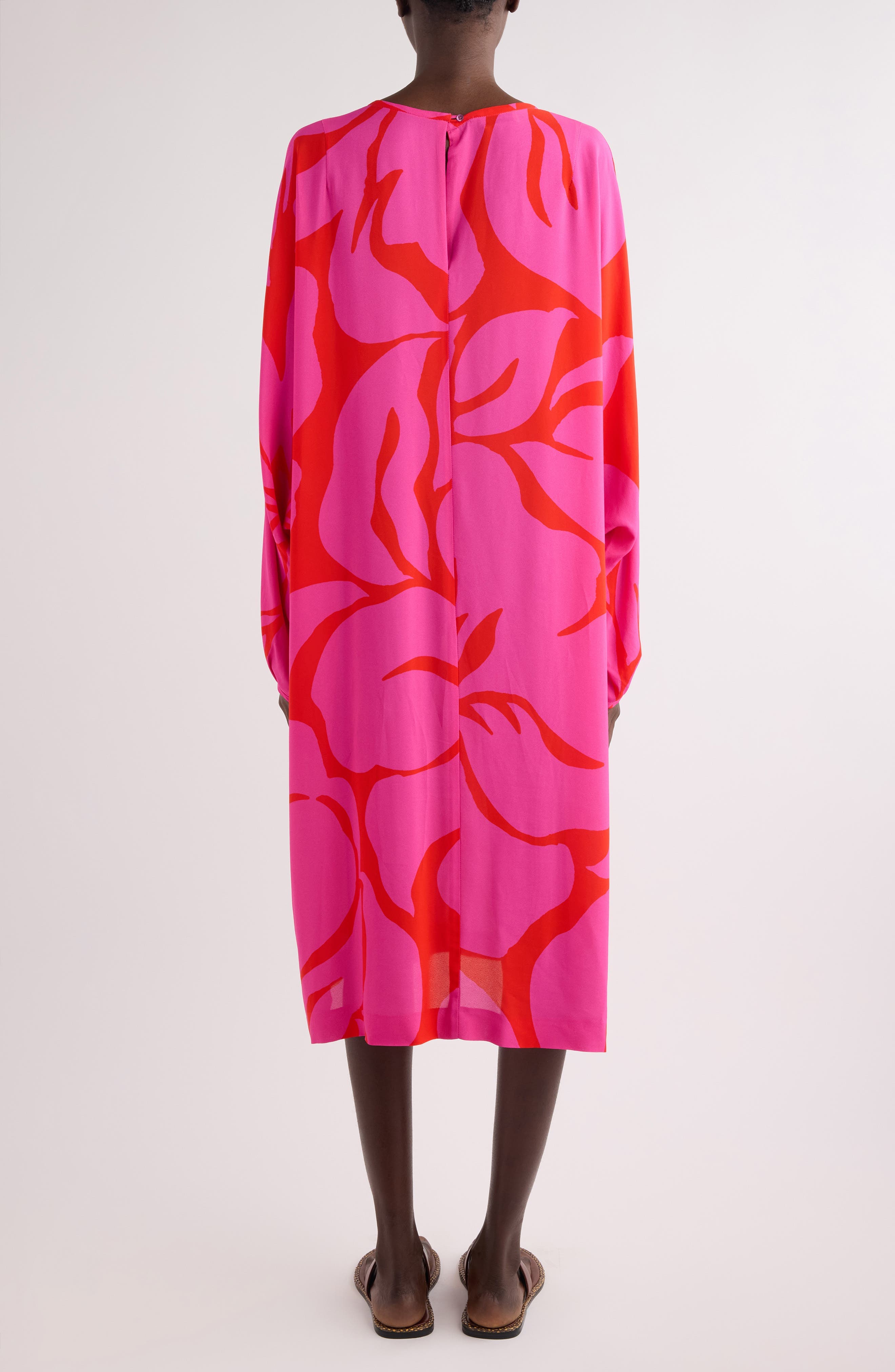Dosta Giant Floral Print Long Sleeve Crepe Midi Dress - image 2