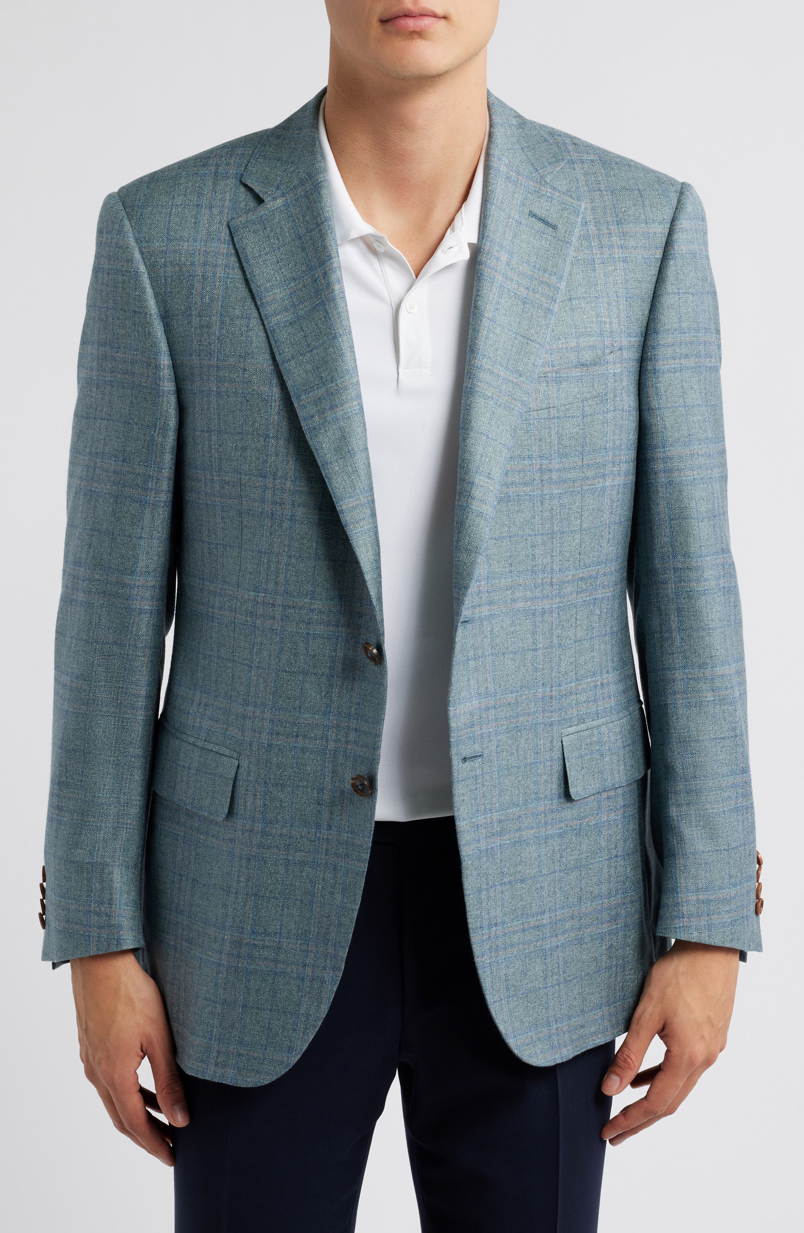 Siena Regular Fit Shadow Check Silk & Cashmere Sport Coat - image 1