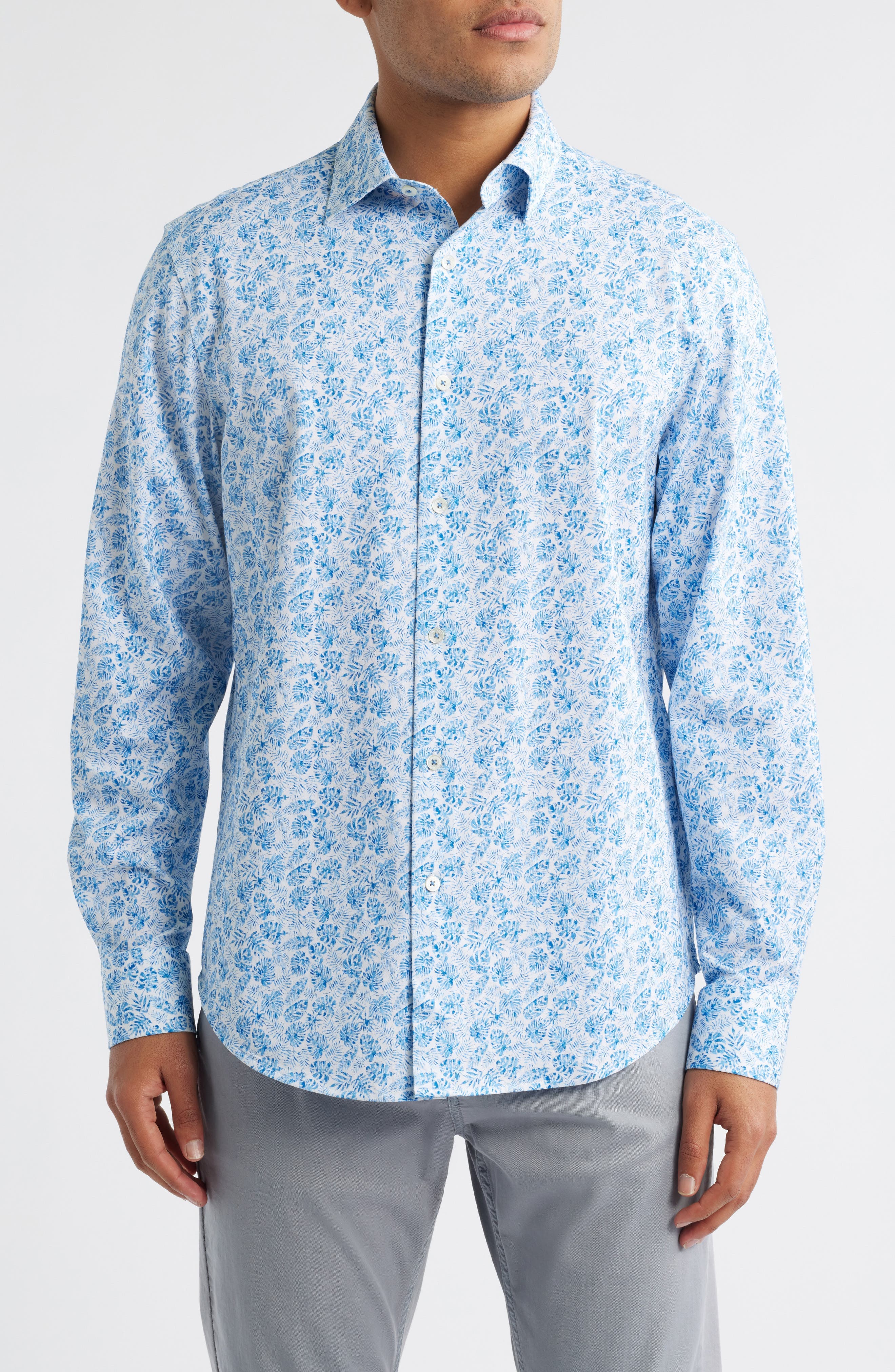 James OoohCotton Leaf Print Button-Up Shirt - image 1