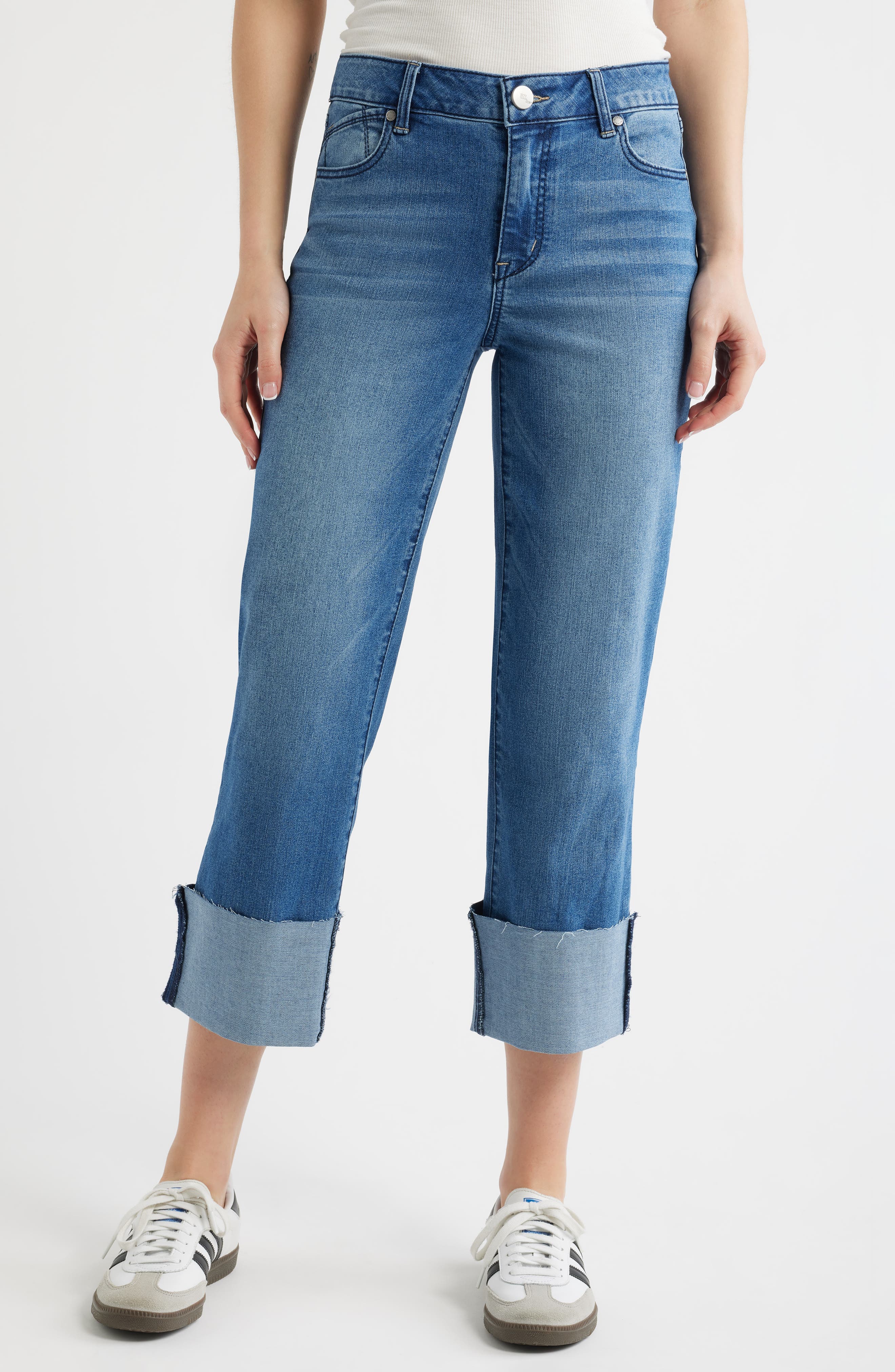 High Waist Cuff Straight Leg Jeans - image 1