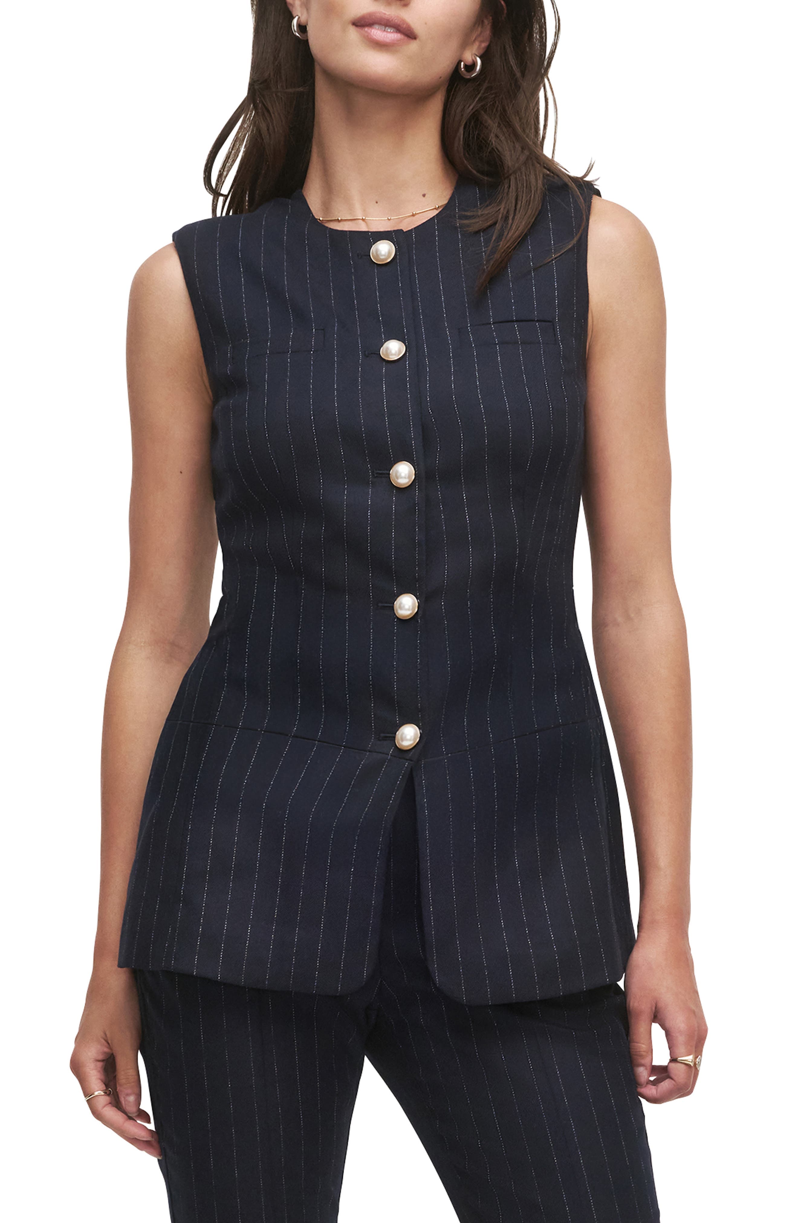 The Clocking In Pinstripe Button-Up Blouse - image 1