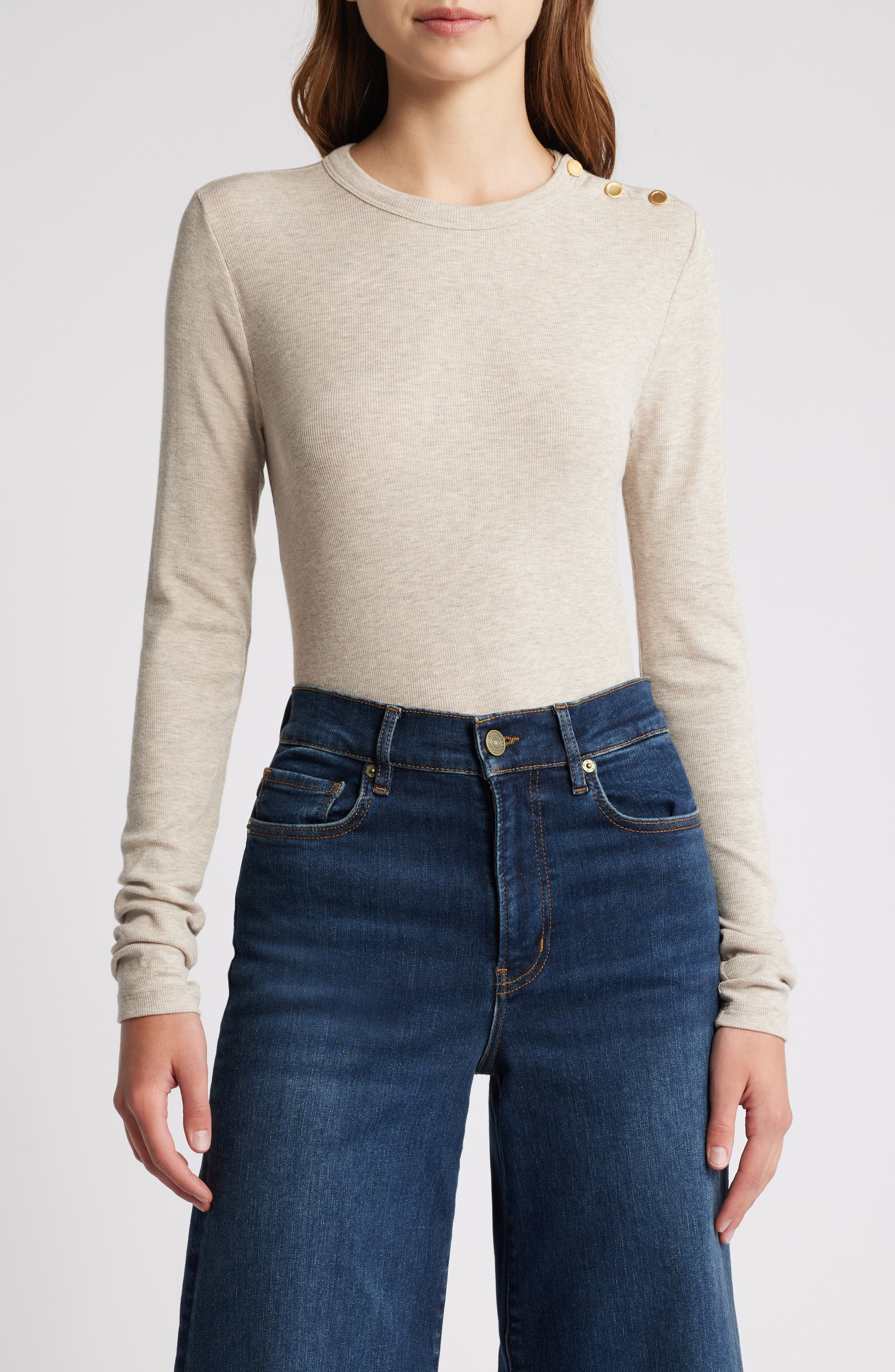 Long Sleeve Shoulder Button T-Shirt - image 1