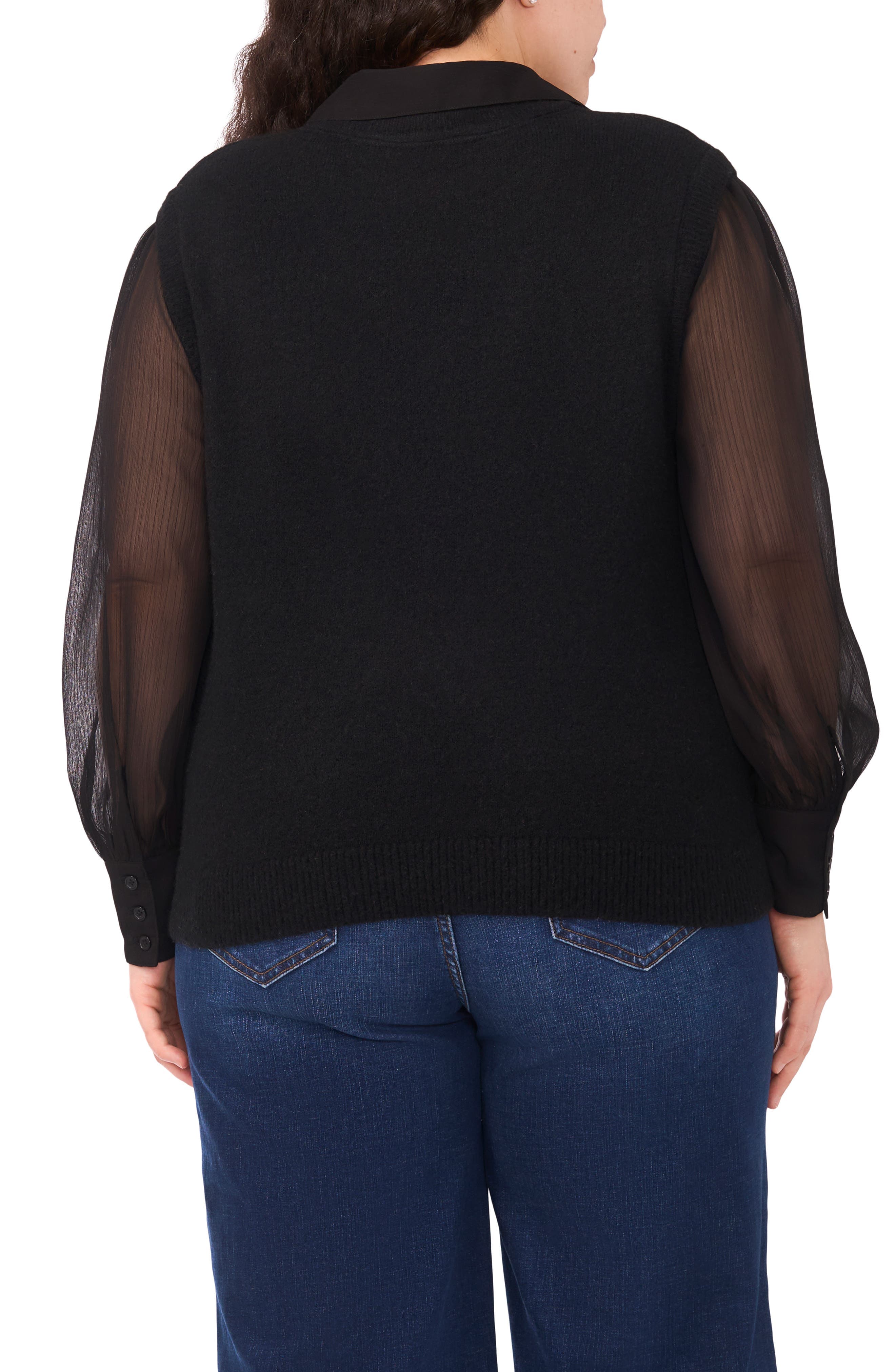 Mixed Media Long Sleeve Sweater - image 2