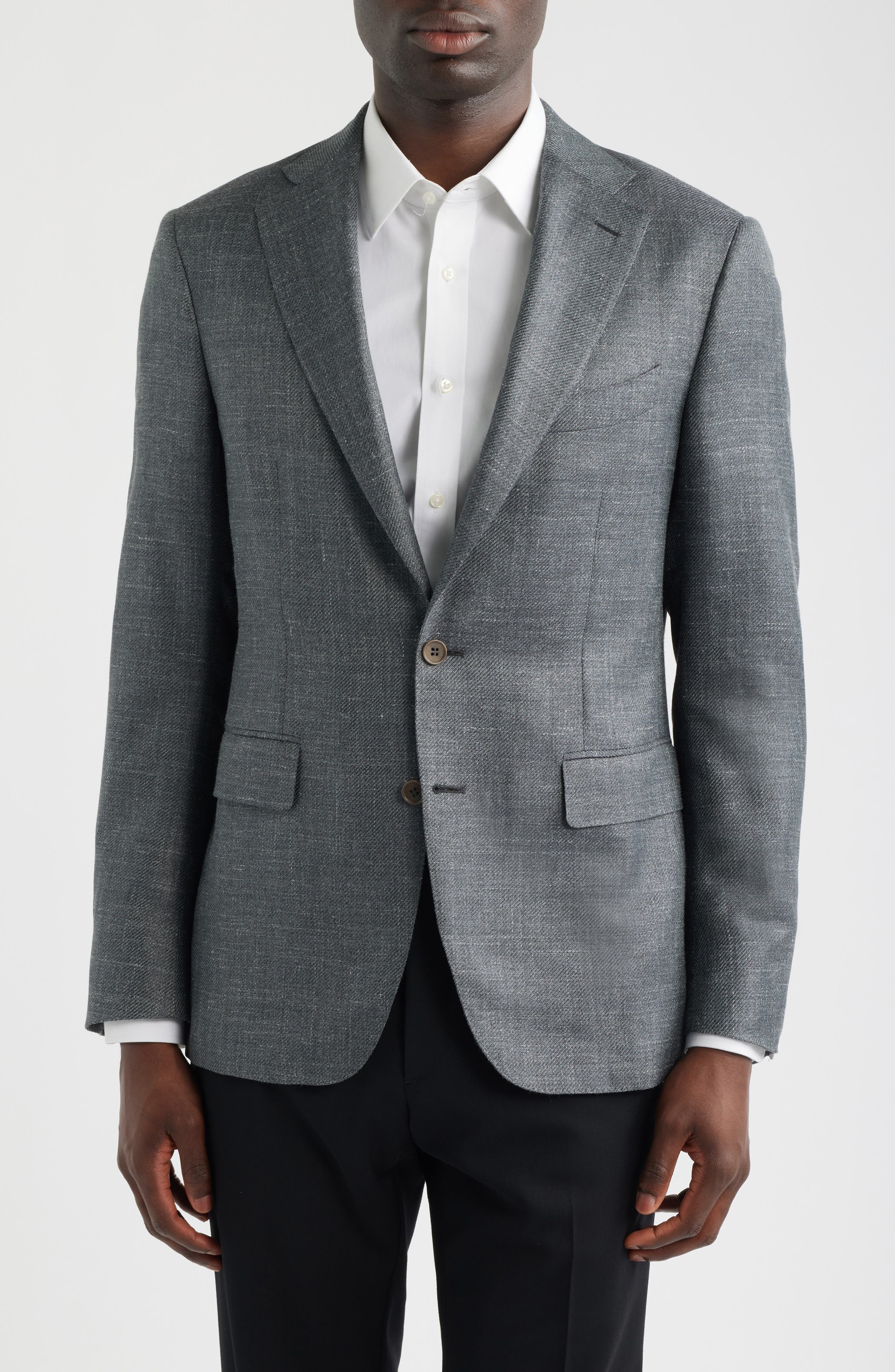 Grey Slub Wool & Silk Blend Sport Coat - image 1