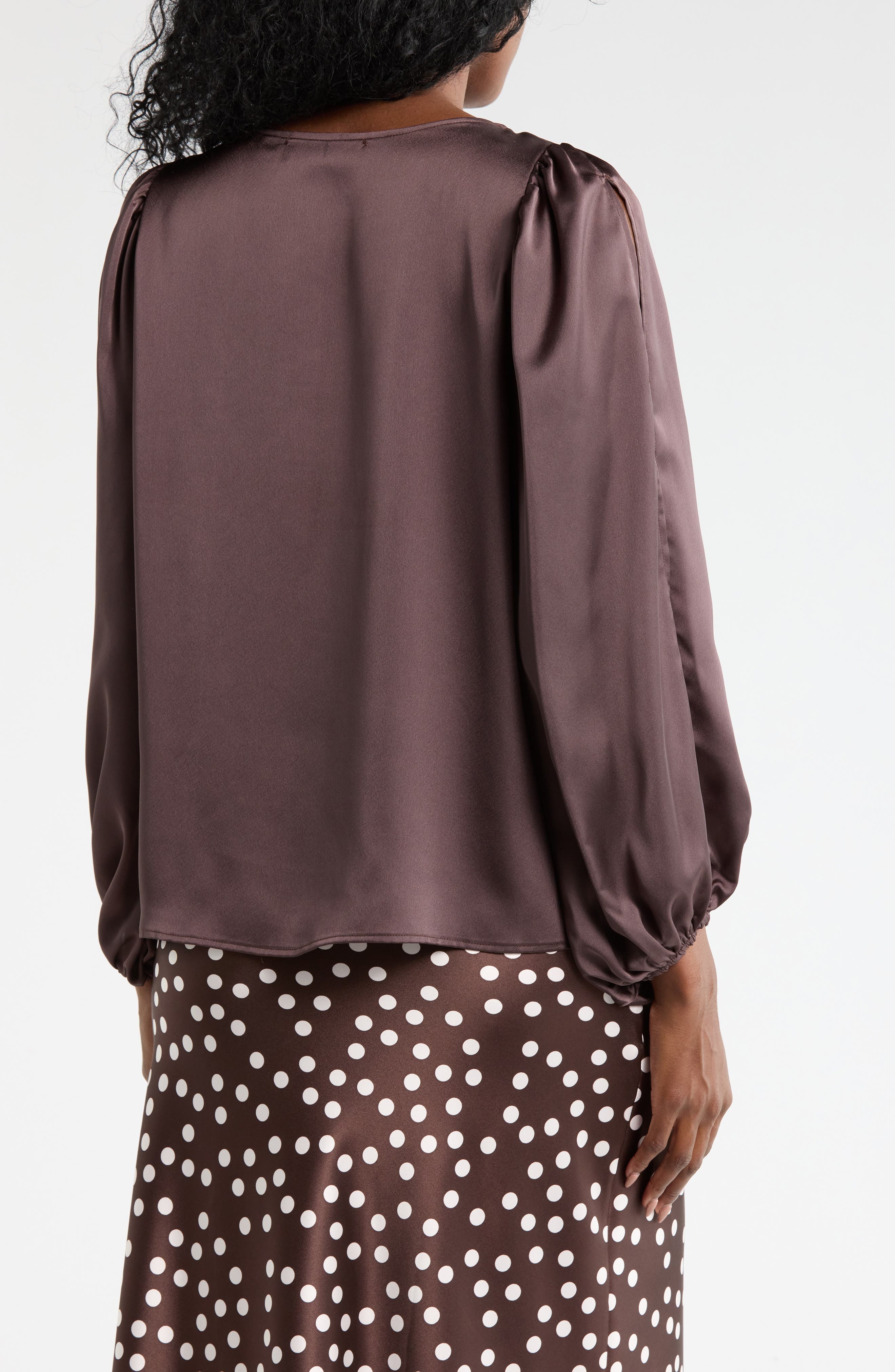 Cutout Long Sleeve Satin Top - image 4