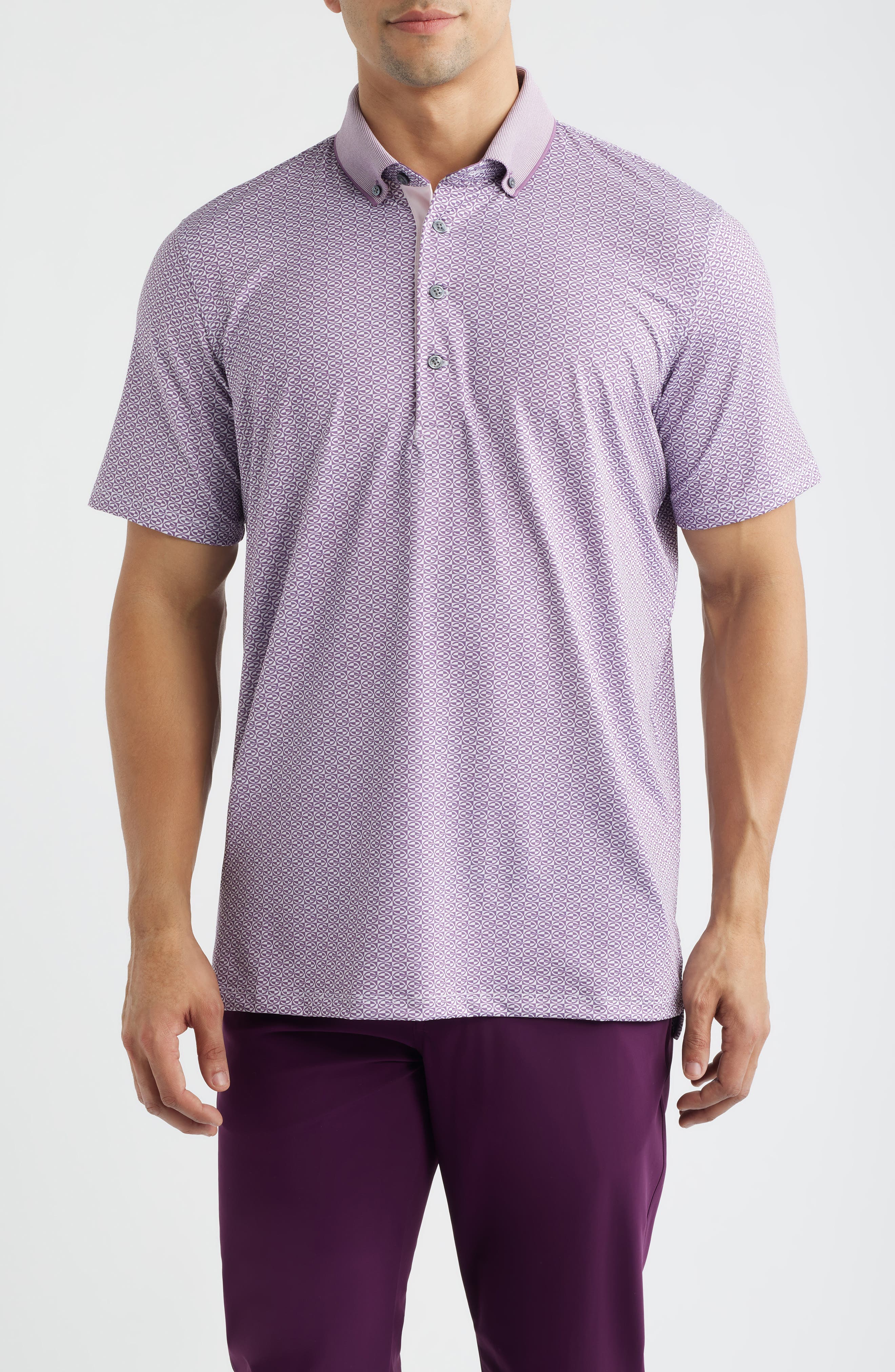 Guardian Geo Print Performance Button-Down Golf Polo - image 1