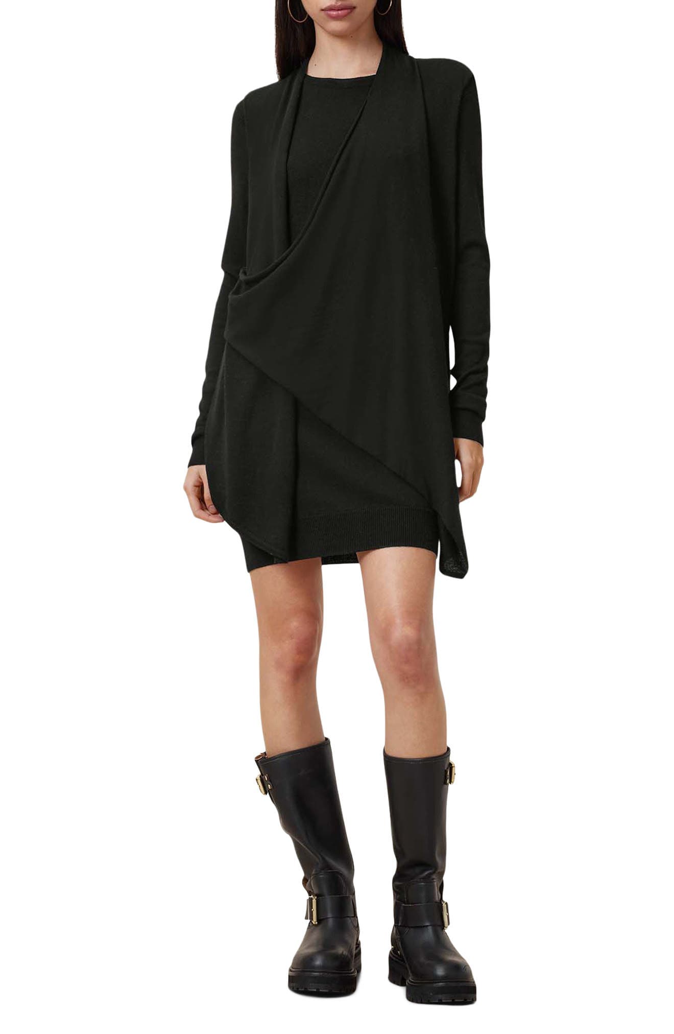 Drina Draped Front Long Sleeve Merino Wool Dress - image 1