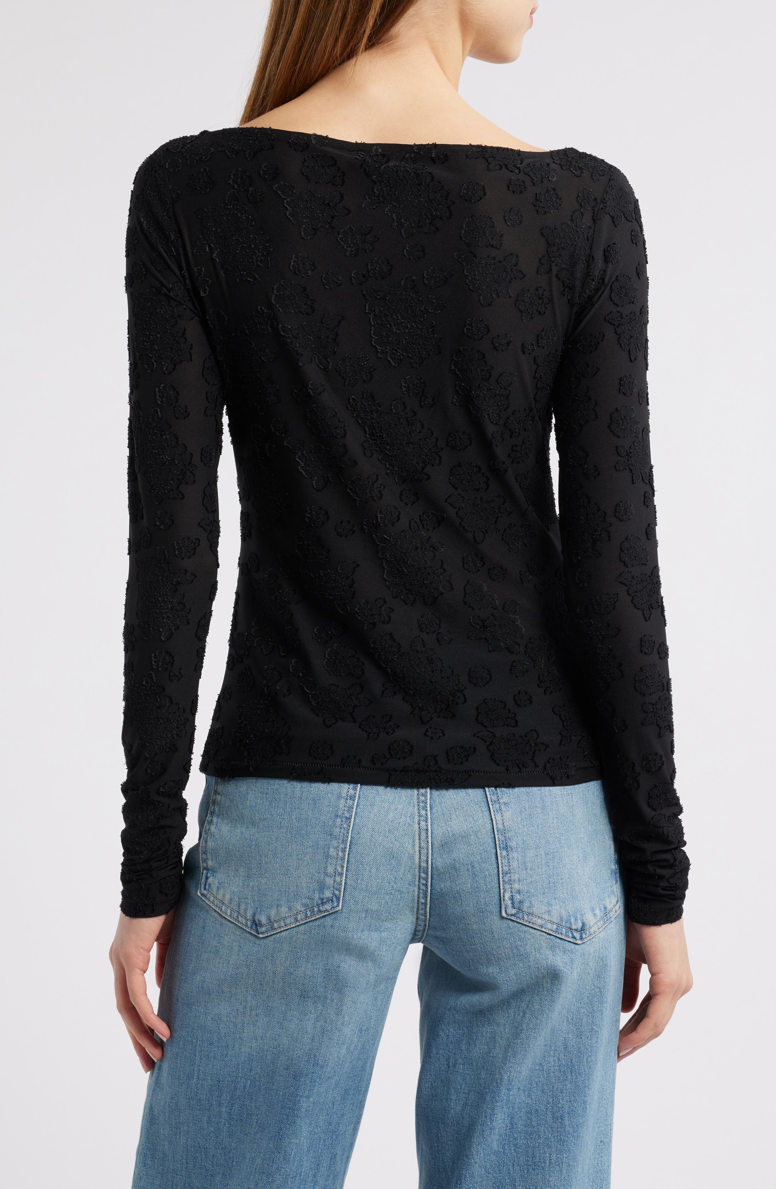 Angel Floral Jacquard Boat Neck Top - image 2