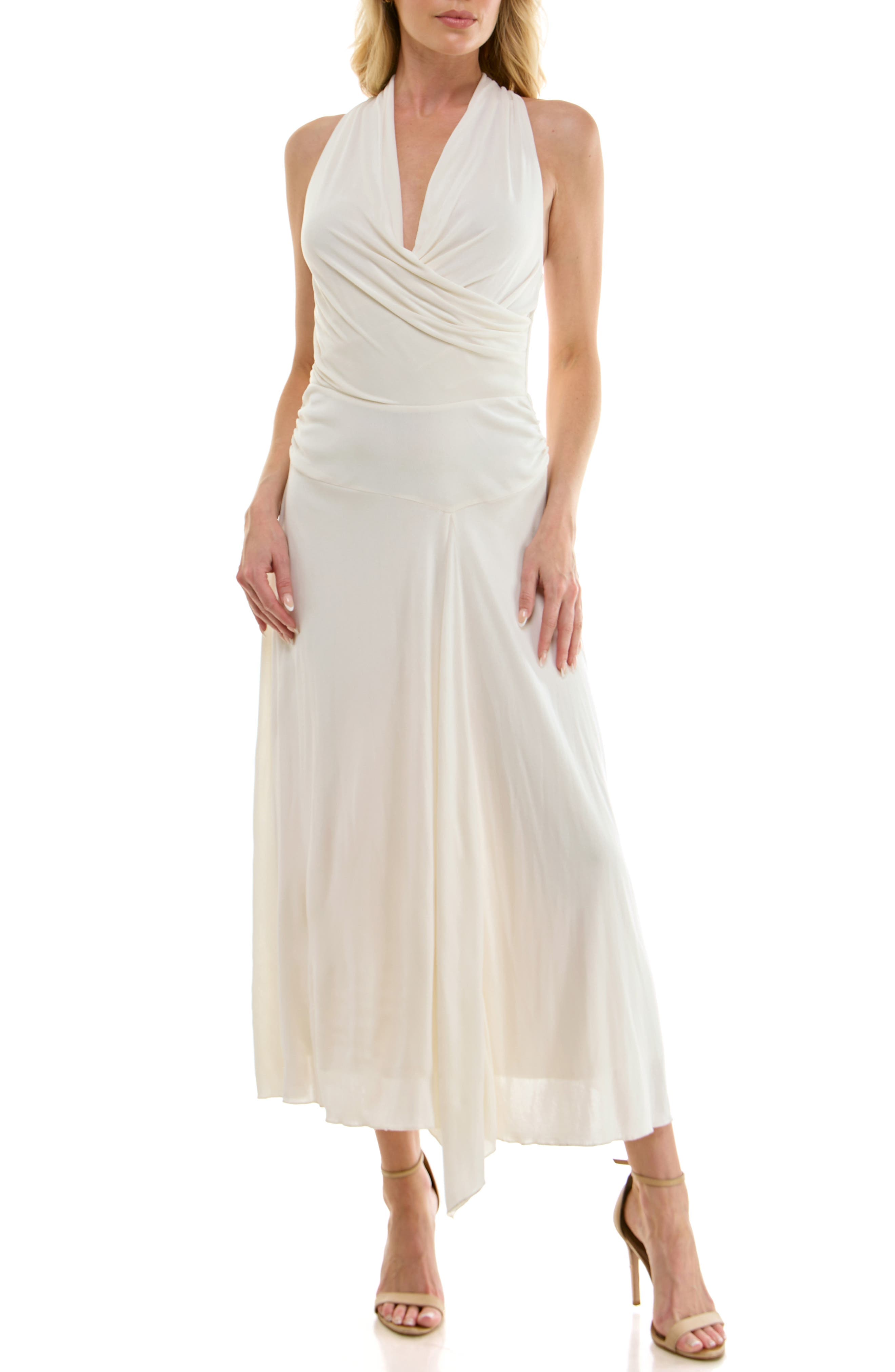 Surplice Handkerchief Hem Maxi Dress - image 1