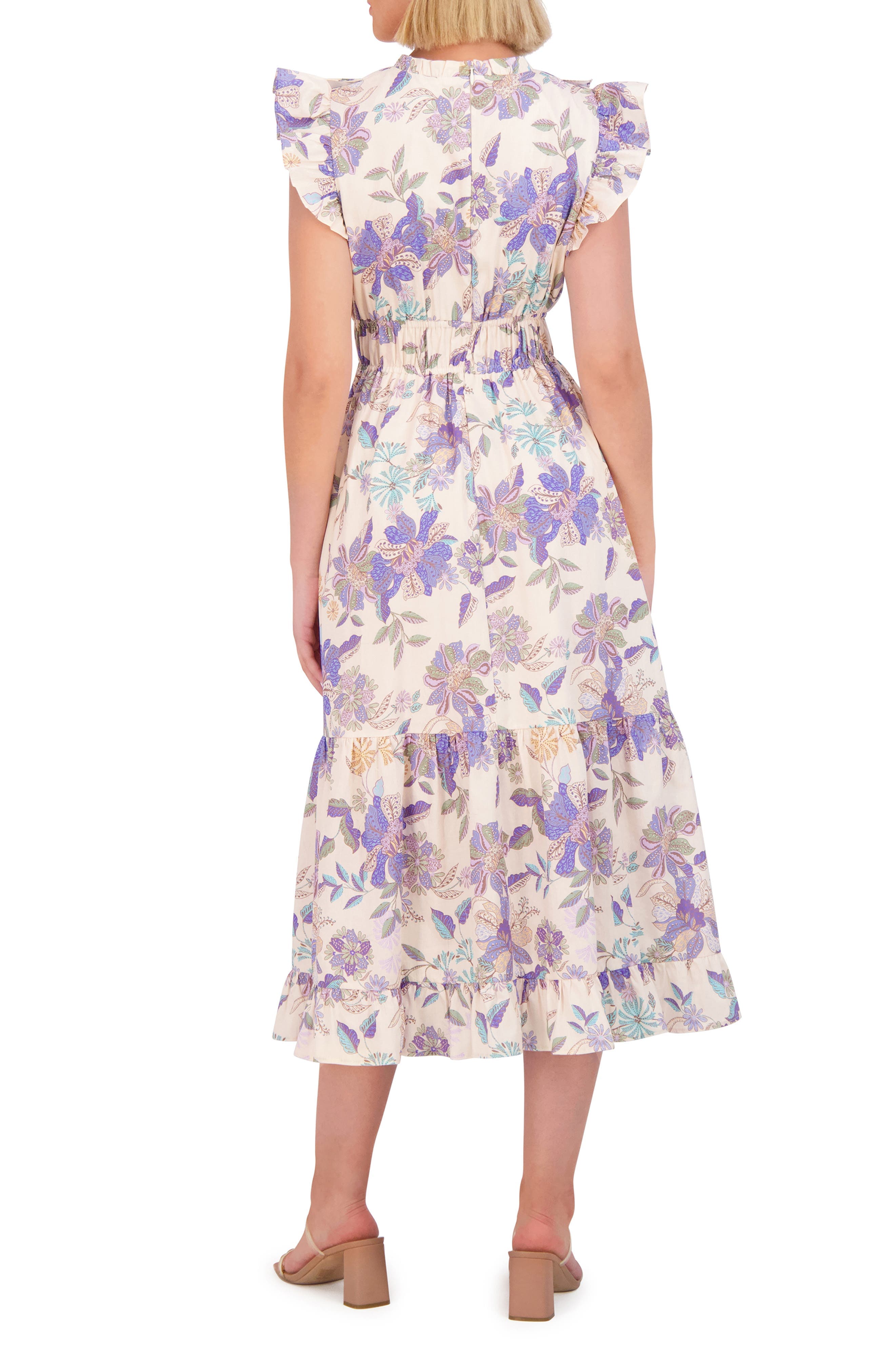 Floral Ruffle Cotton Midi Dress - image 2