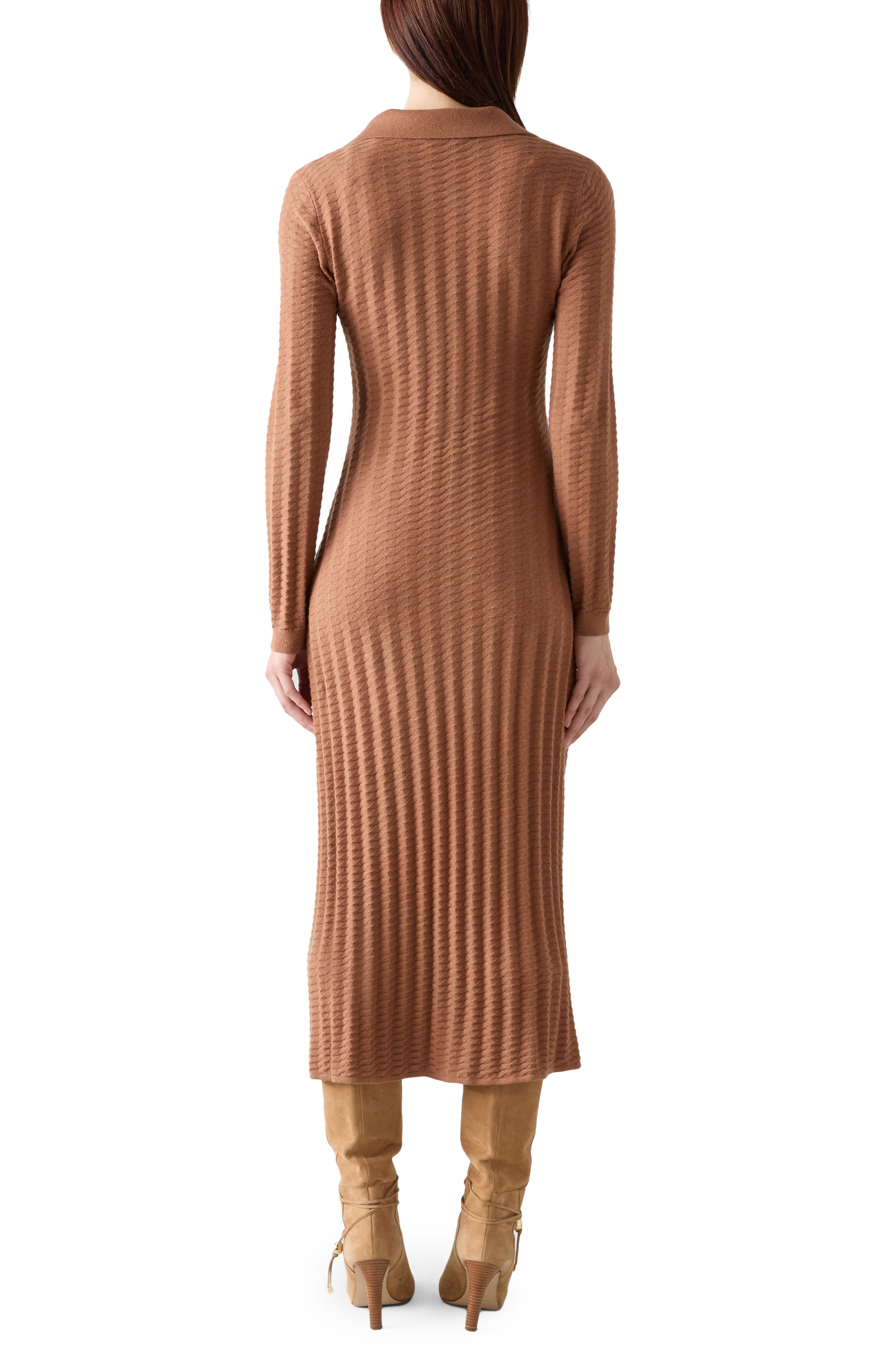 Mika Long Sleeve Cotton & Merino Wool Sweater Dress - image 2