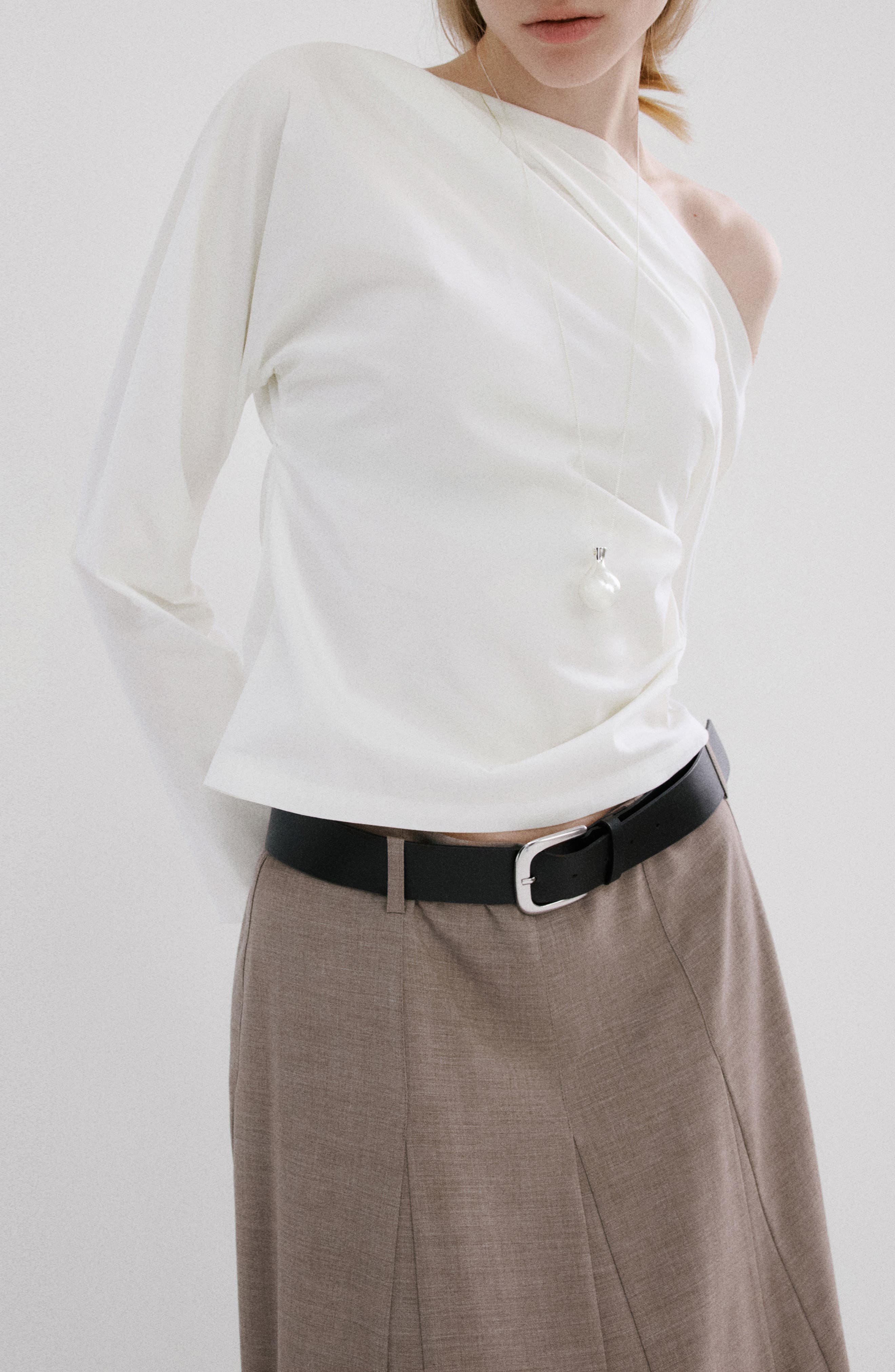 Asymmetric Long Sleeve Woven Shirt - image 1