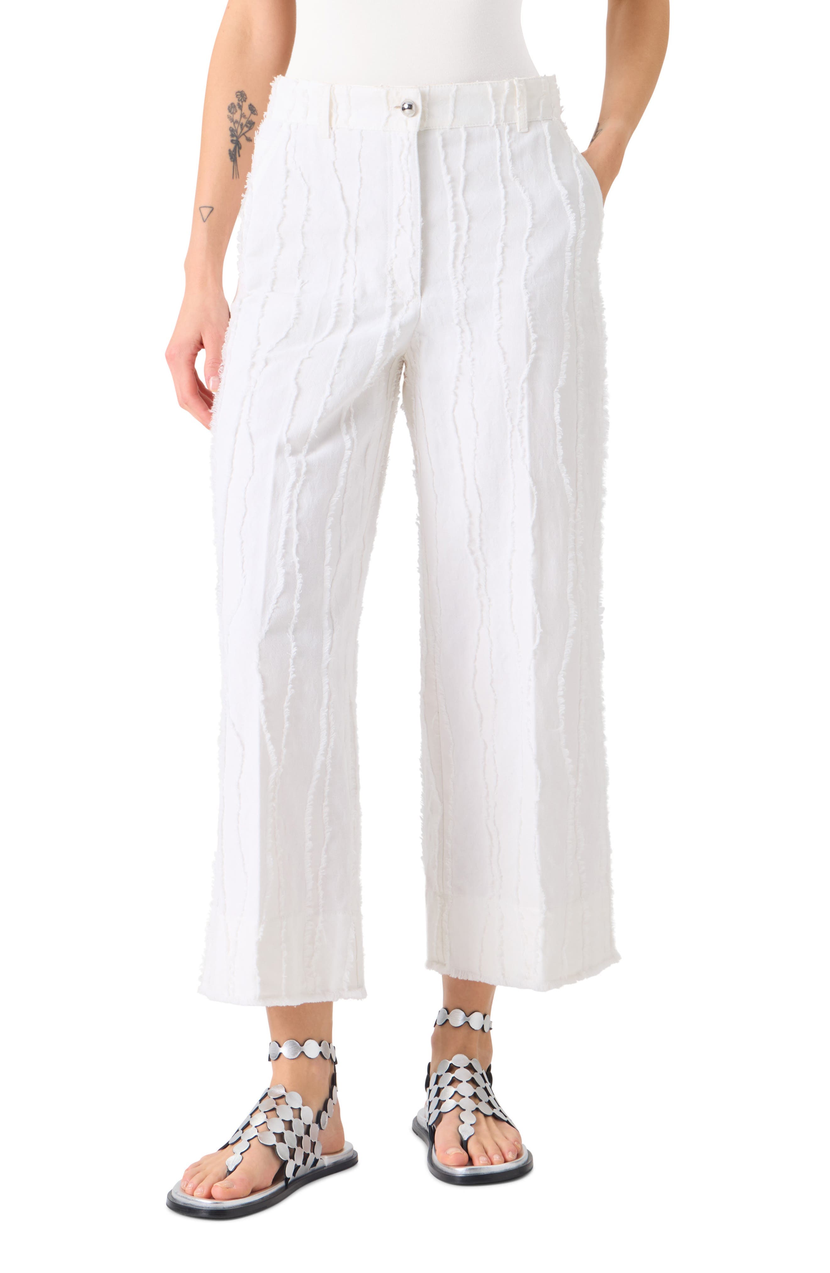 Chiara Cotton Fil Coupe Crop Wide Leg Jeans - image 1