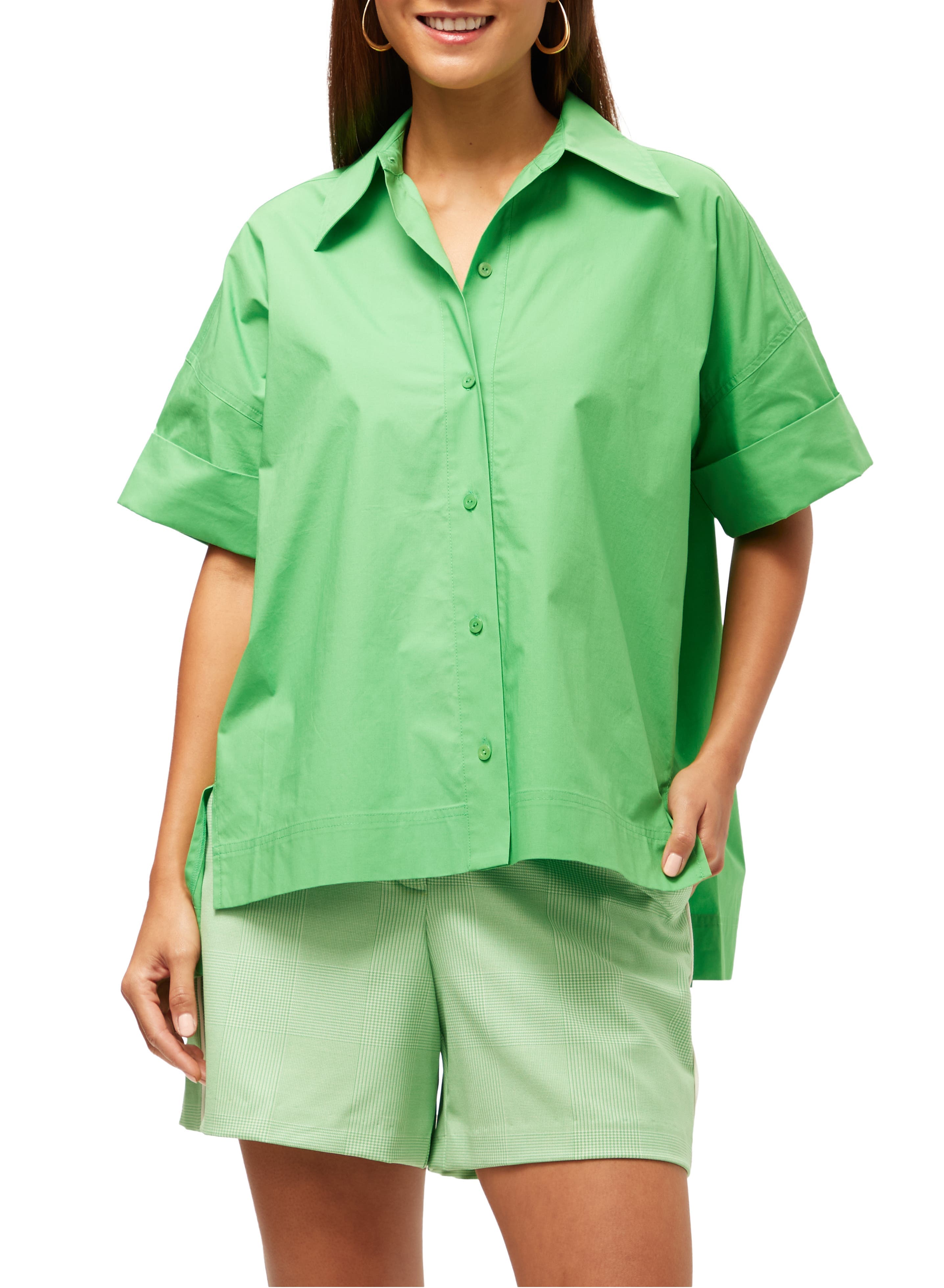 Oversized Button Up Poplin Opponent Top - image 3