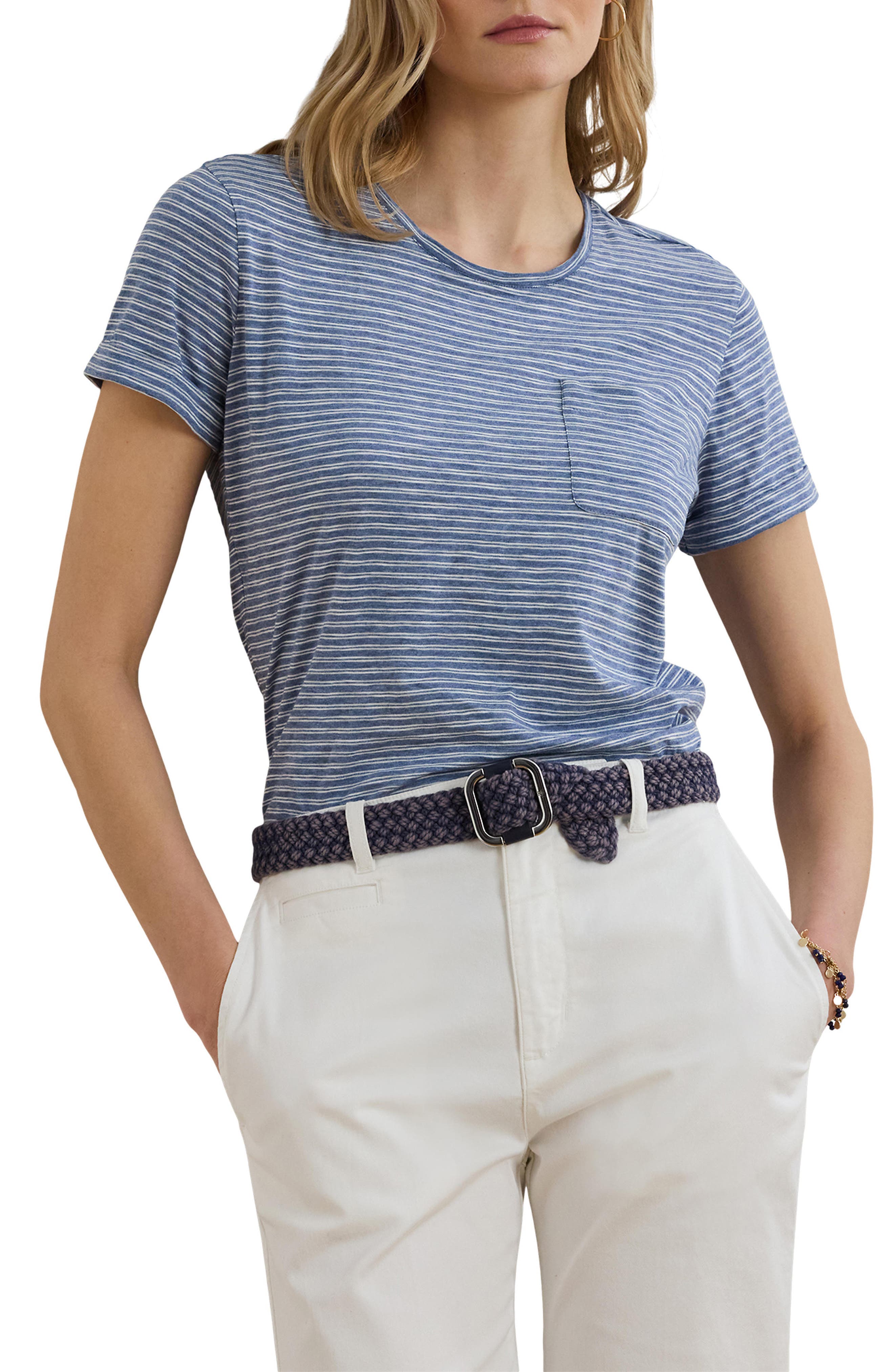 Stripe Slub Cotton Pocket T-Shirt - image 1
