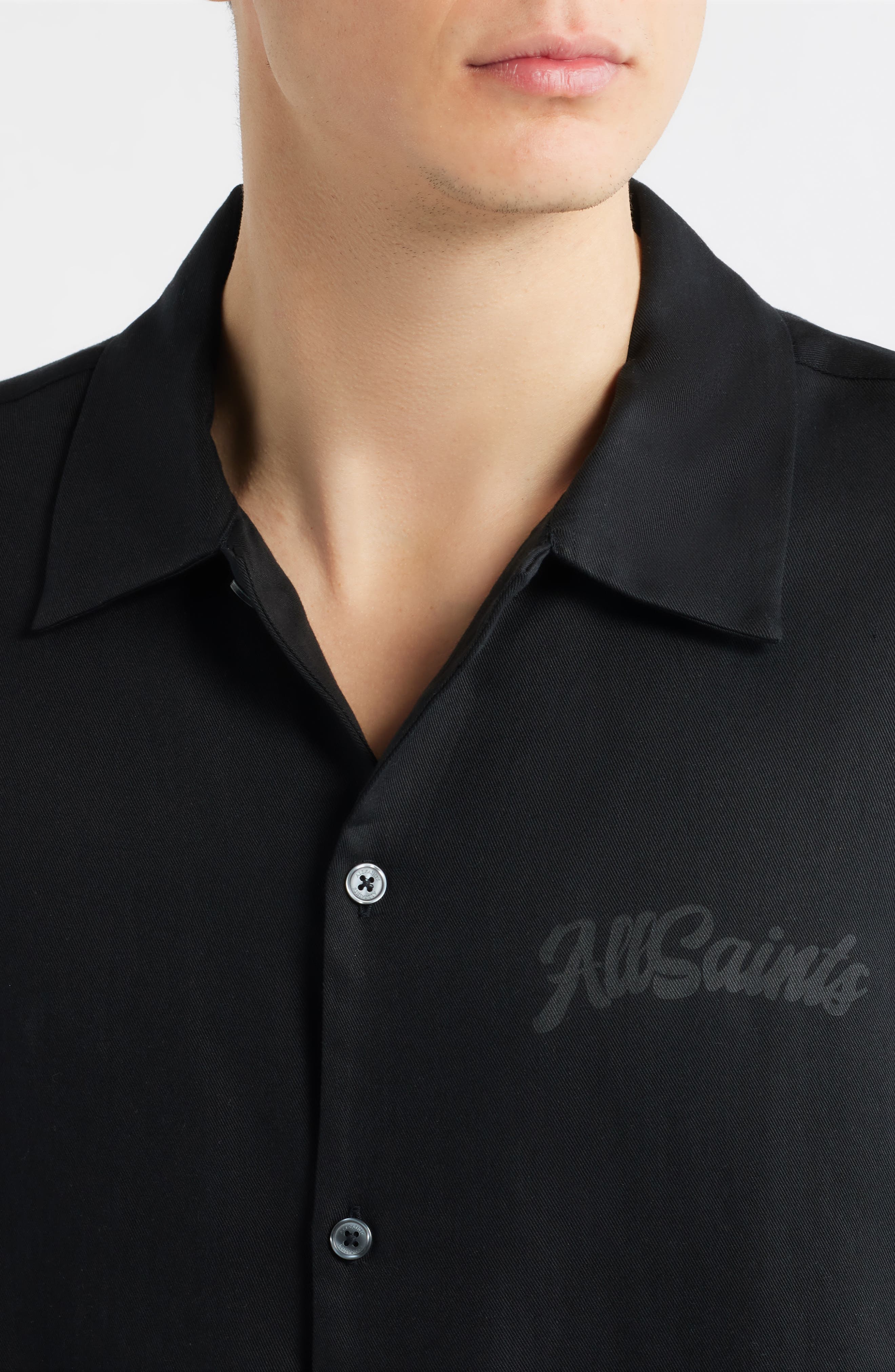Circe Logo Graphic Oversize Short Sleeve Button-Up Shirt - image 2