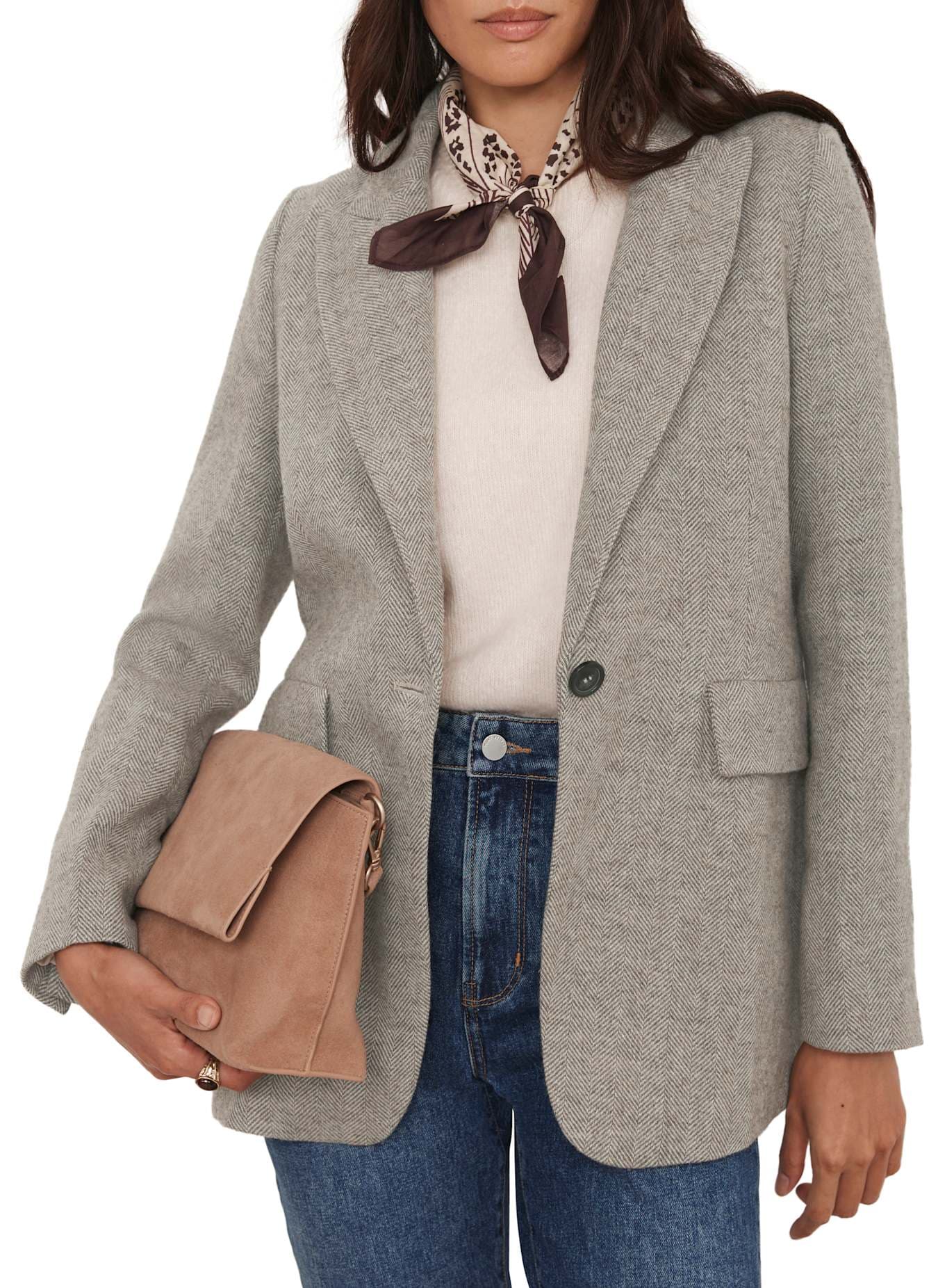 Herringbone Single Breasted Blazer - image 2