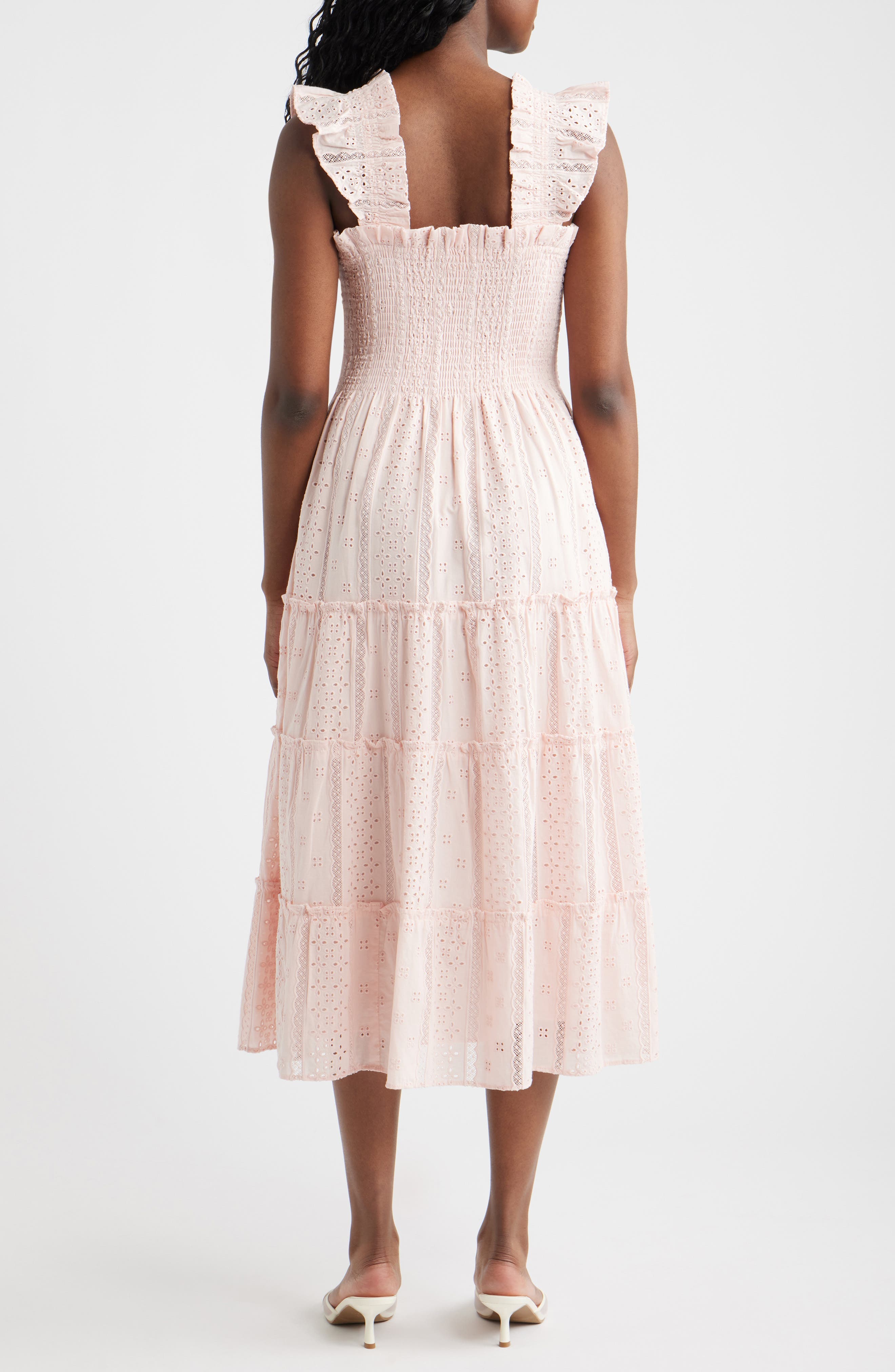 The Ellie Eyelet Flutter Sleeve Cotton Nap Midi Dress - image 2