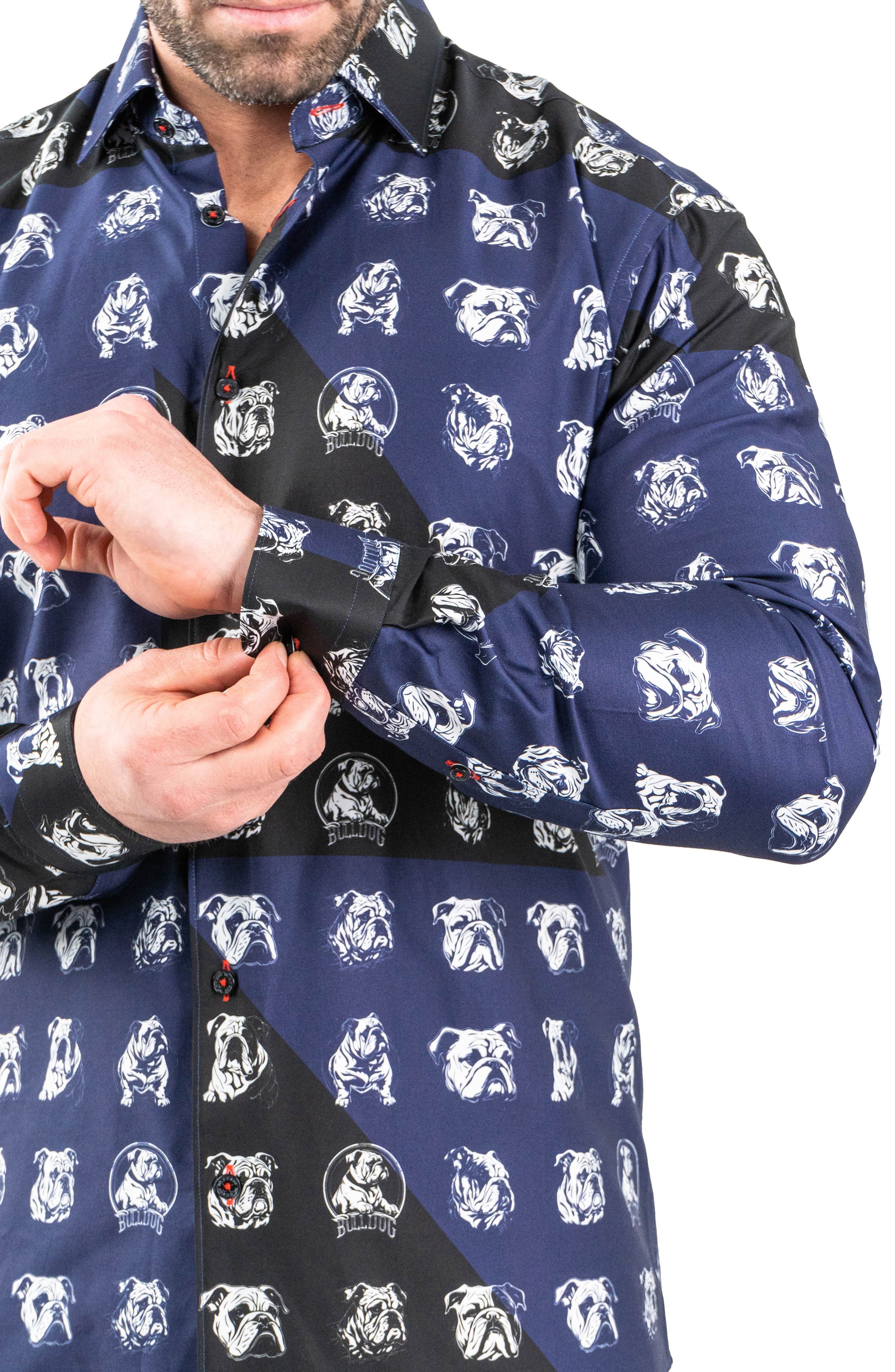 Fibonacci Bulldog Print Contemporary Fit Button-Up Shirt - image 2