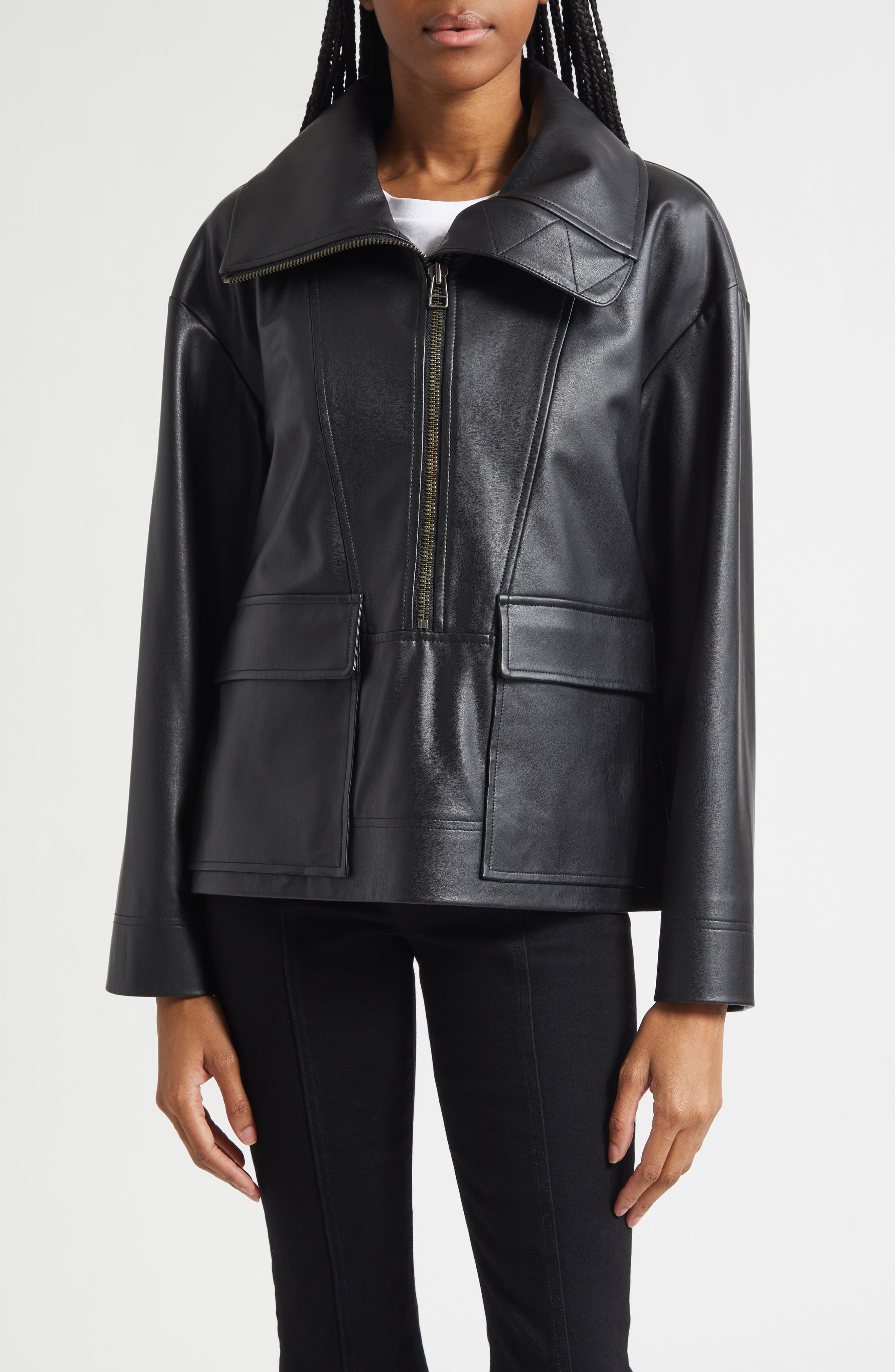Brian Faux Leather Popover Jacket - image 1