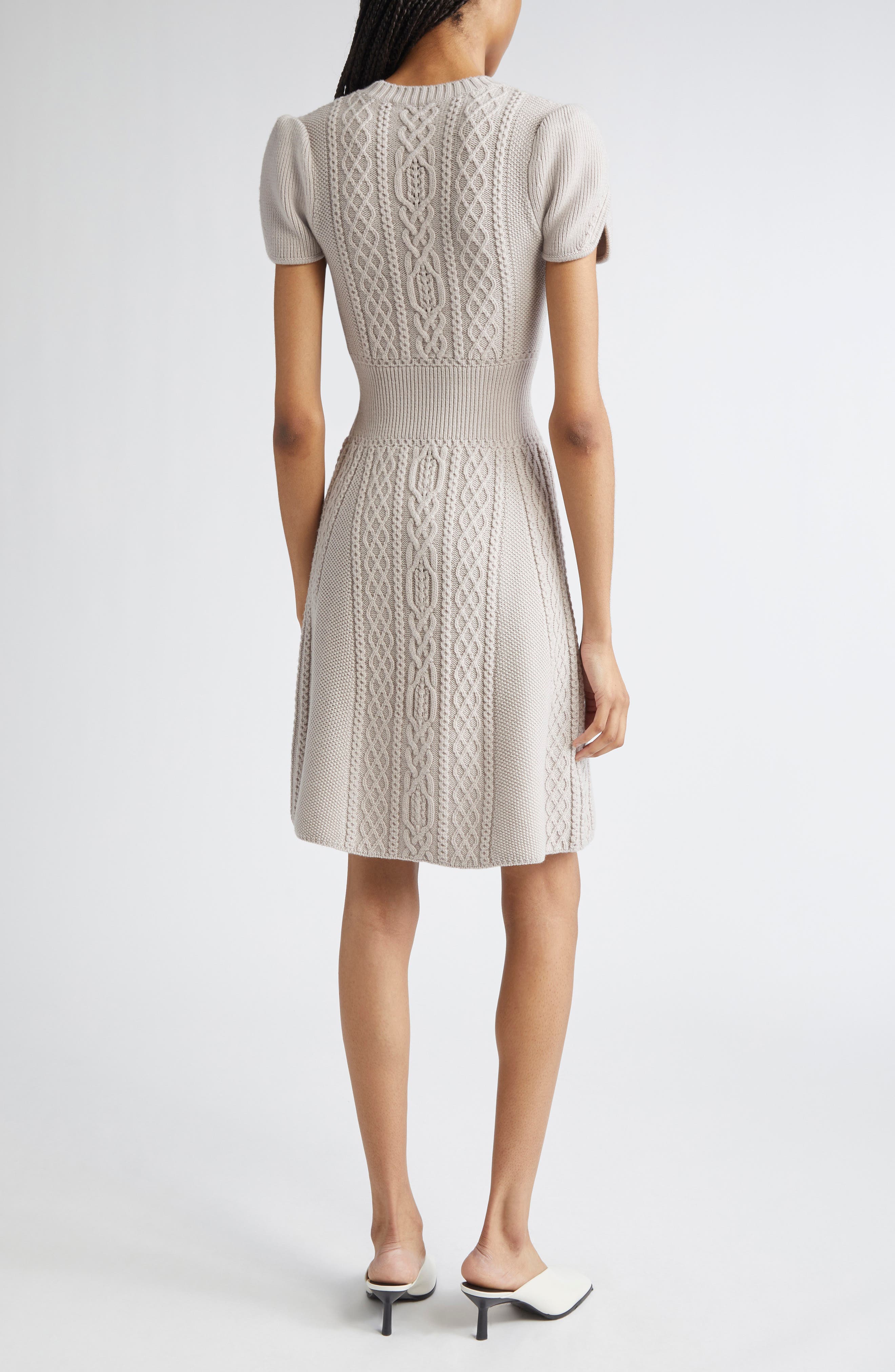 Cable Stitch Wool Sweater Dress - image 2